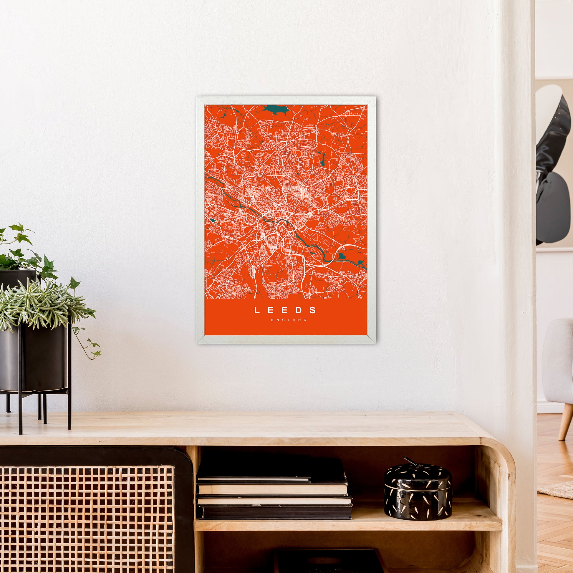 Leeds I Art Print by UrbanMaps A2 Oak Frame