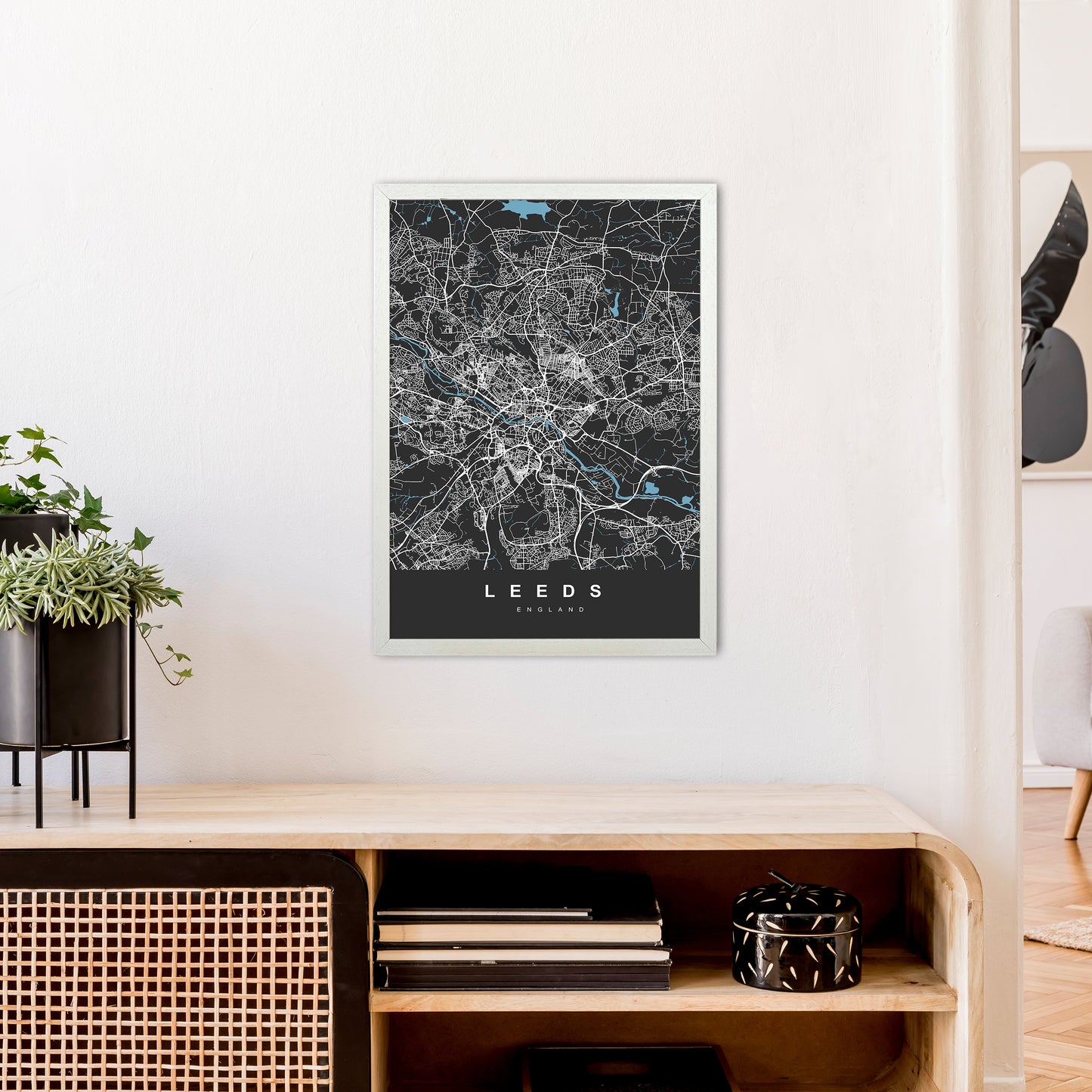 Leeds III Art Print by UrbanMaps A2 Oak Frame