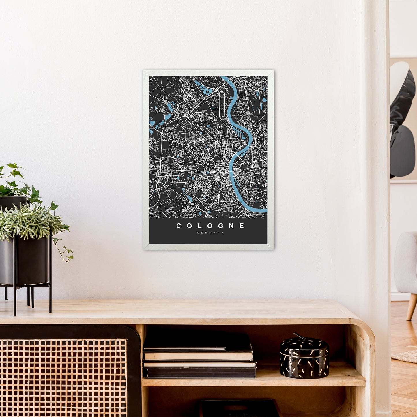 Cologne Art Print by UrbanMaps A2 Oak Frame