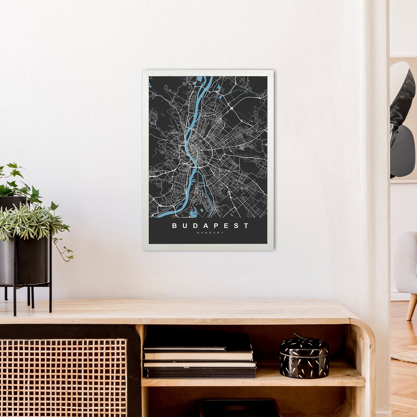 Budapest Art Print by UrbanMaps A2 Oak Frame
