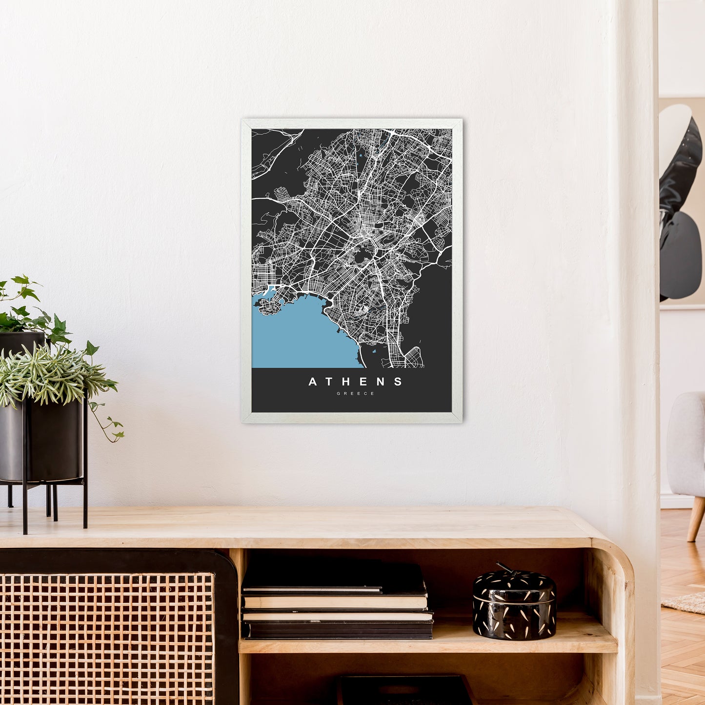 Athens Art Print by UrbanMaps A2 Oak Frame
