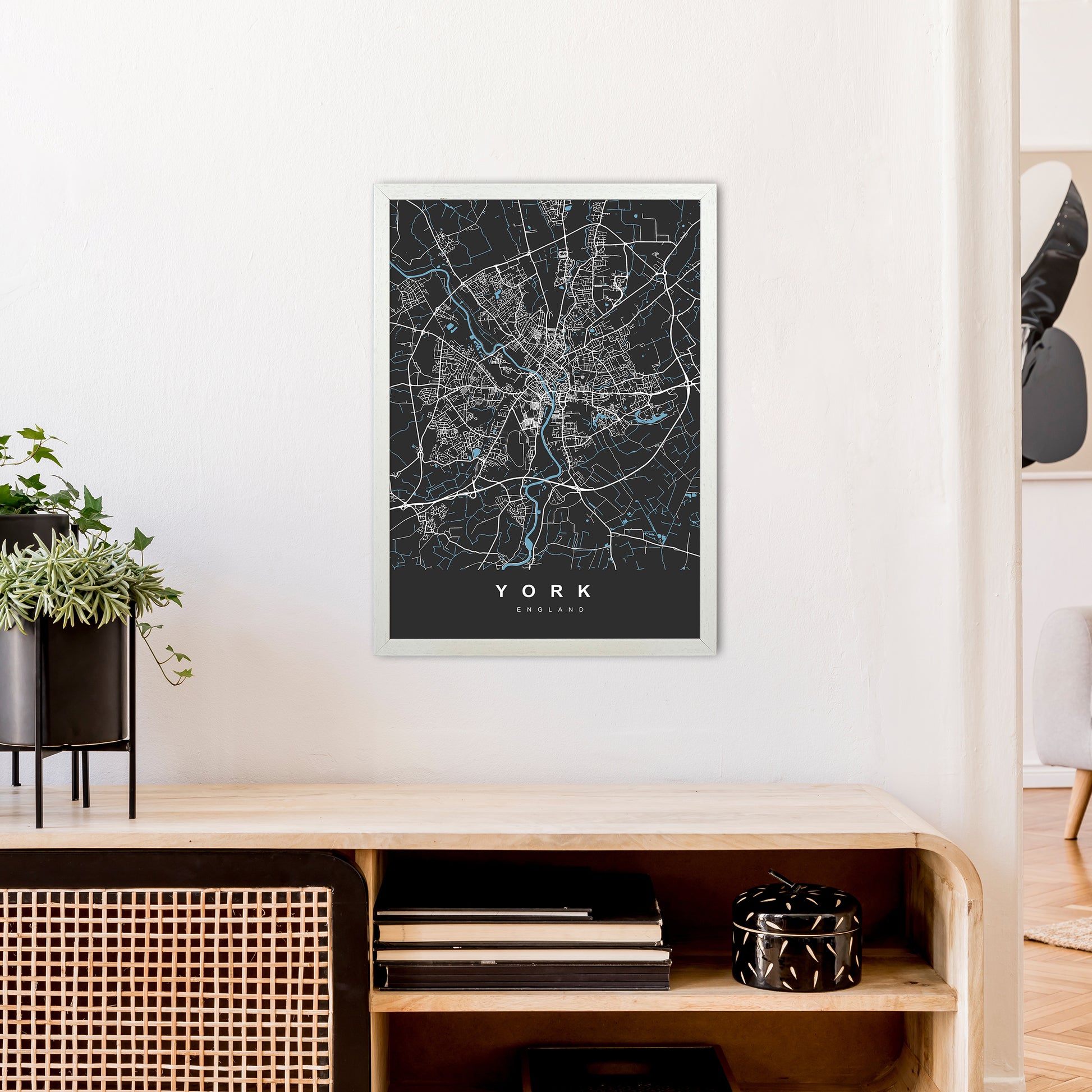 York III Art Print by UrbanMaps A2 Oak Frame