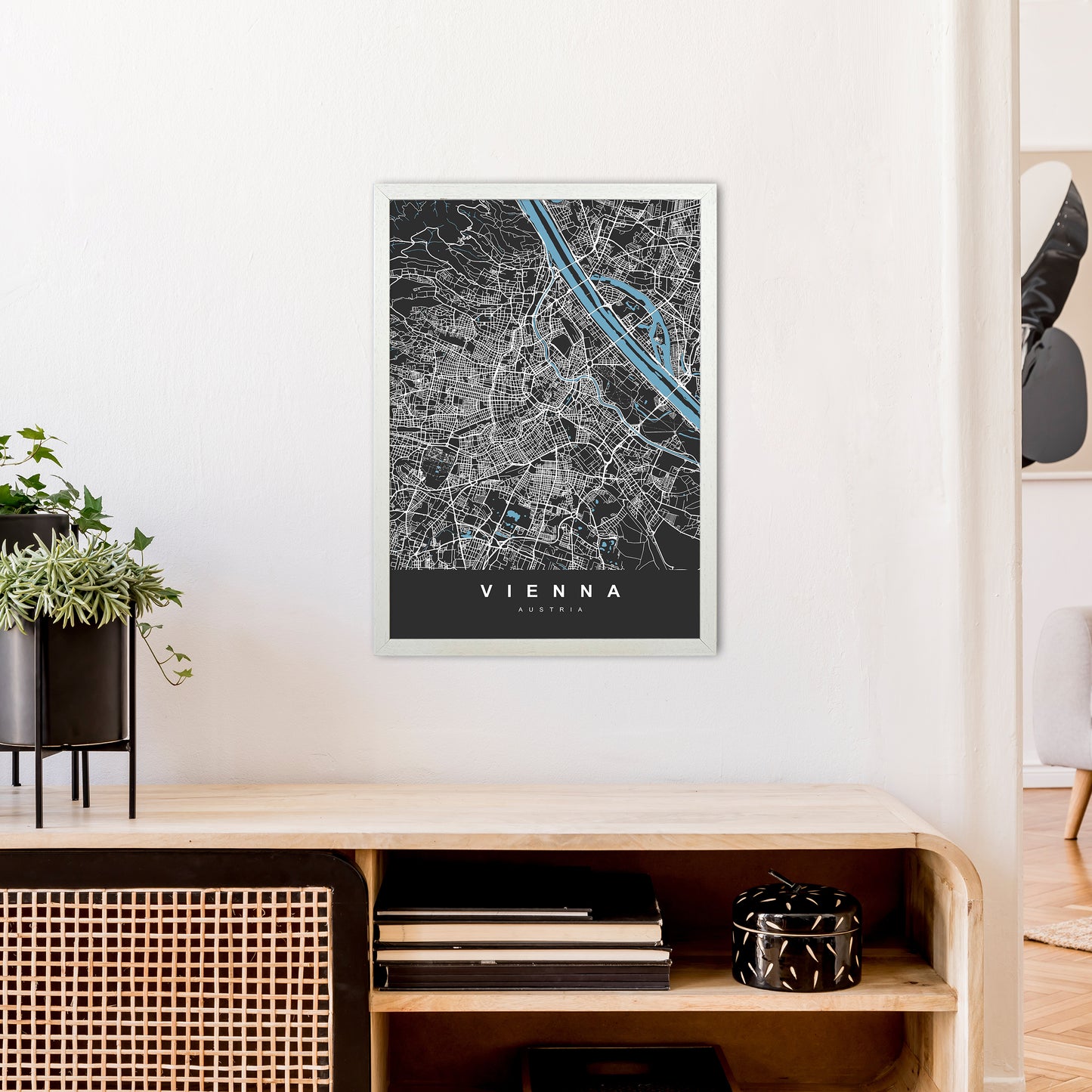 Vienna Art Print by UrbanMaps A2 Oak Frame