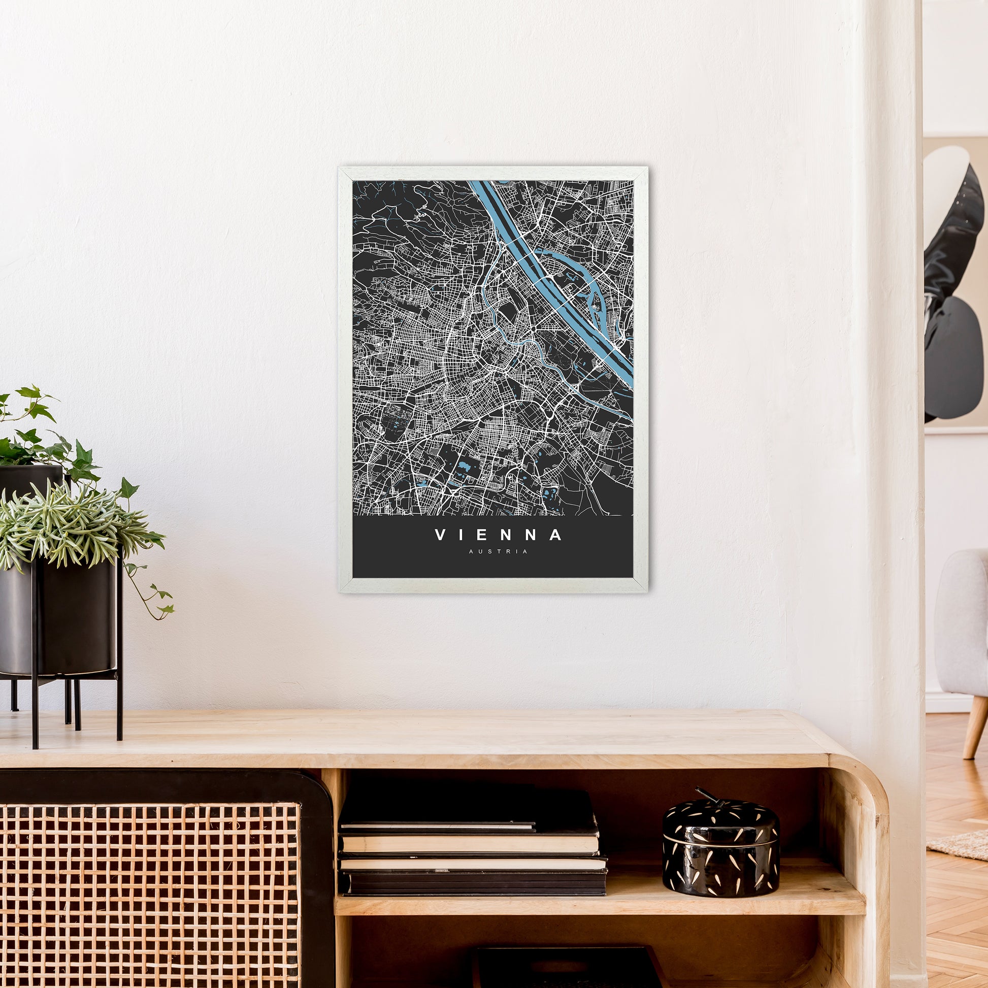 Vienna Art Print by UrbanMaps A2 Oak Frame