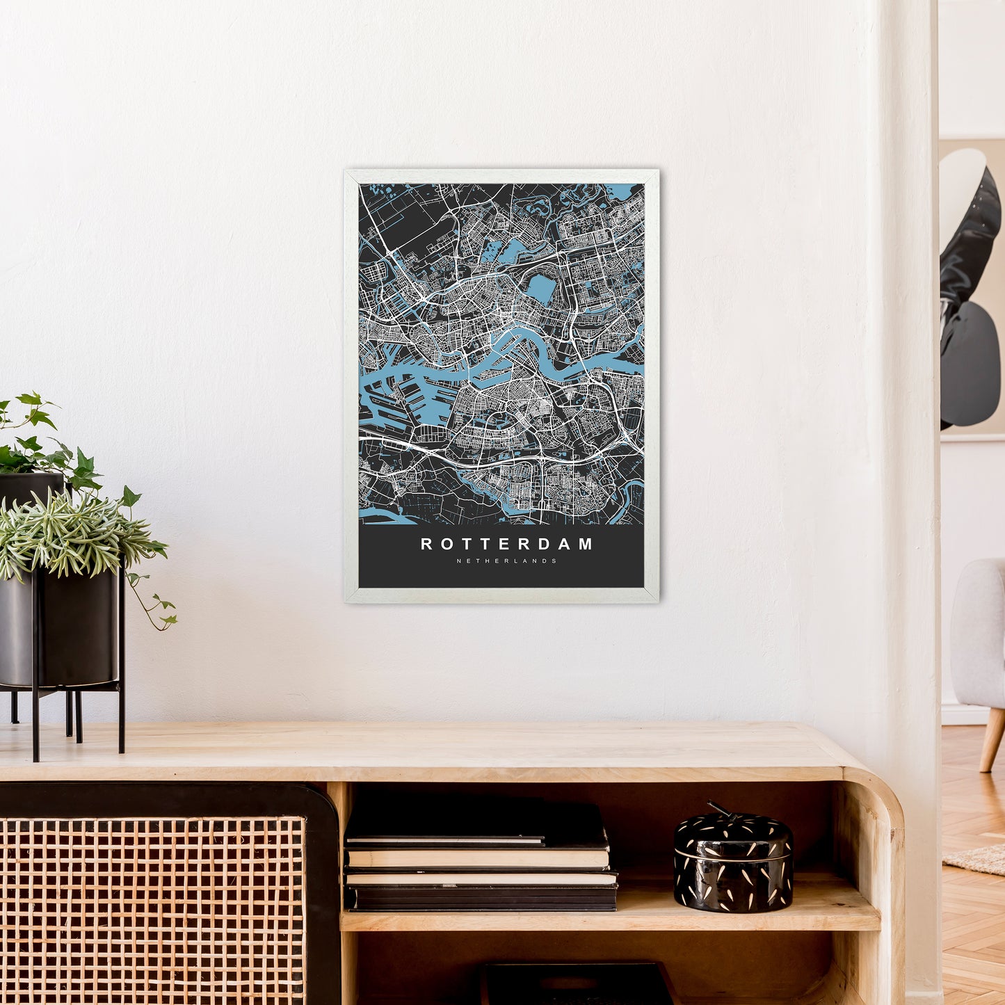 Rotterdam Art Print by UrbanMaps A2 Oak Frame