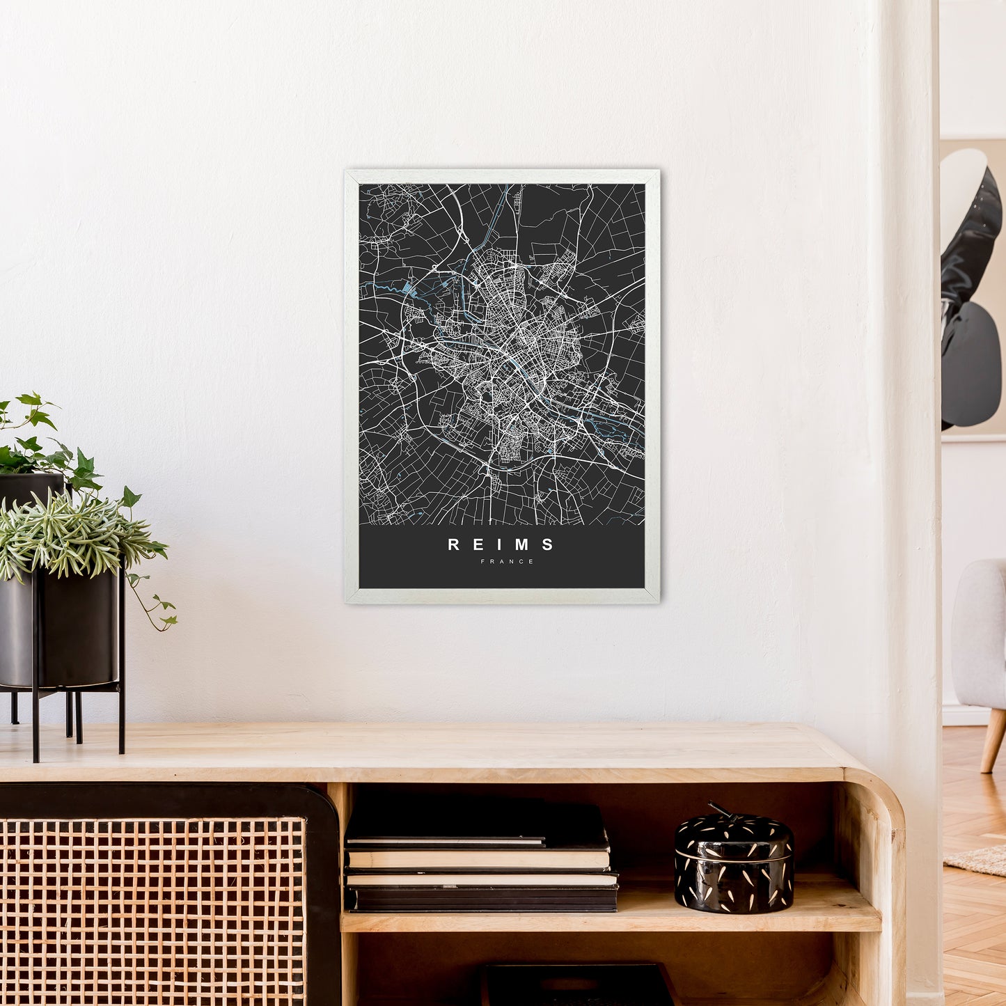 Reims Art Print by UrbanMaps A2 Oak Frame