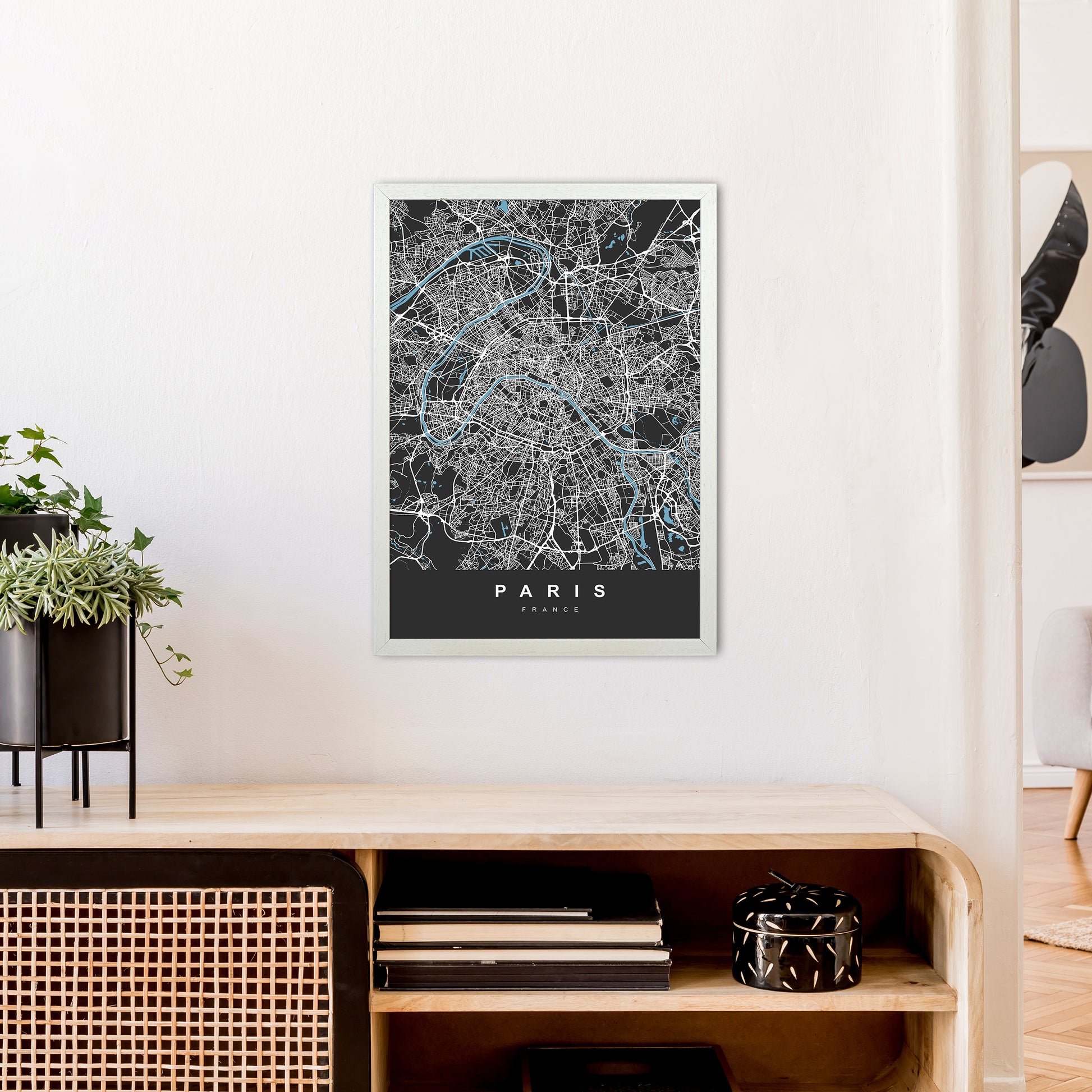 Paris Art Print by UrbanMaps A2 Oak Frame