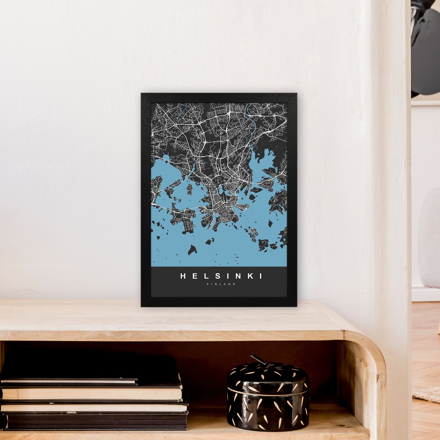 Helsinki Art Print by UrbanMaps A3 White Frame
