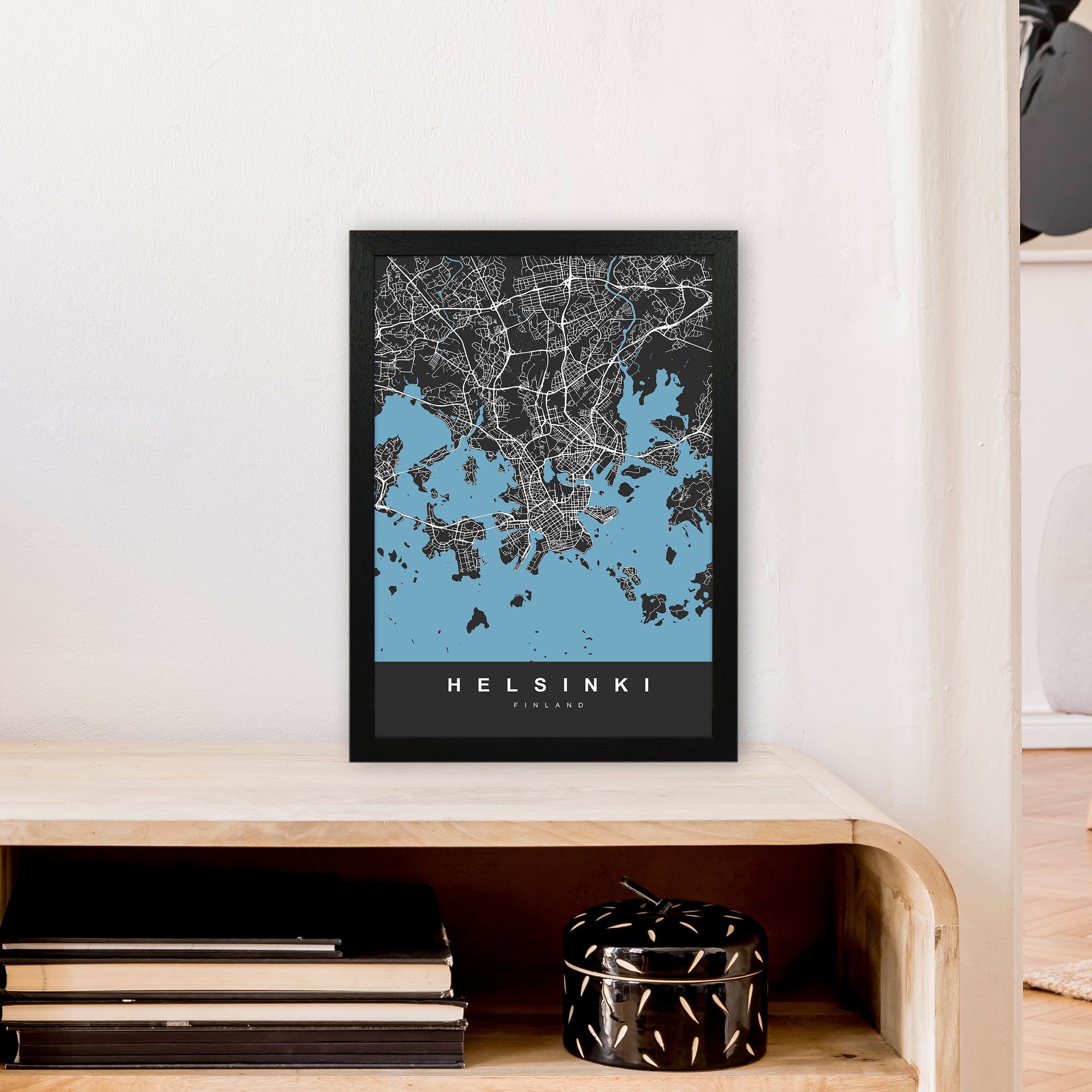 Helsinki Art Print by UrbanMaps A3 White Frame