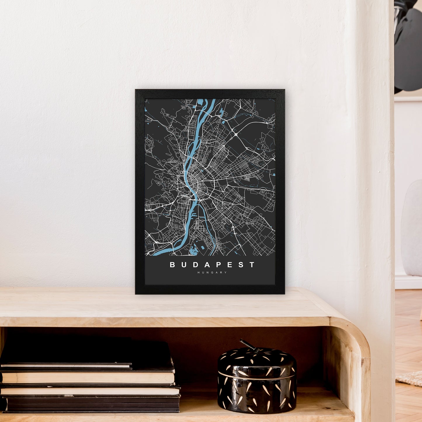 Budapest Art Print by UrbanMaps A3 White Frame