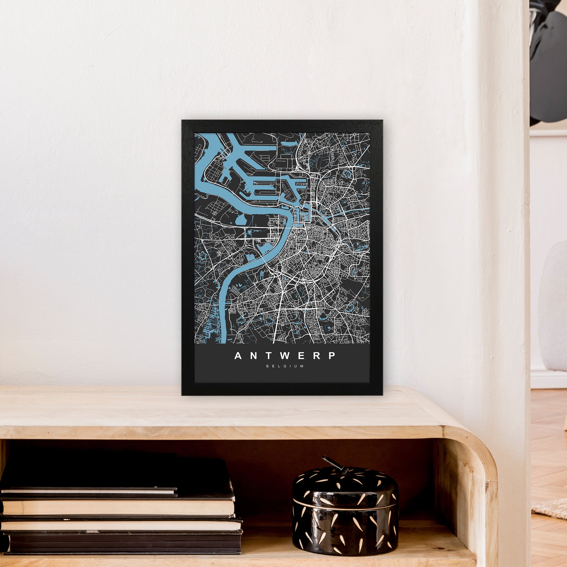 Antwerp Art Print by UrbanMaps A3 White Frame