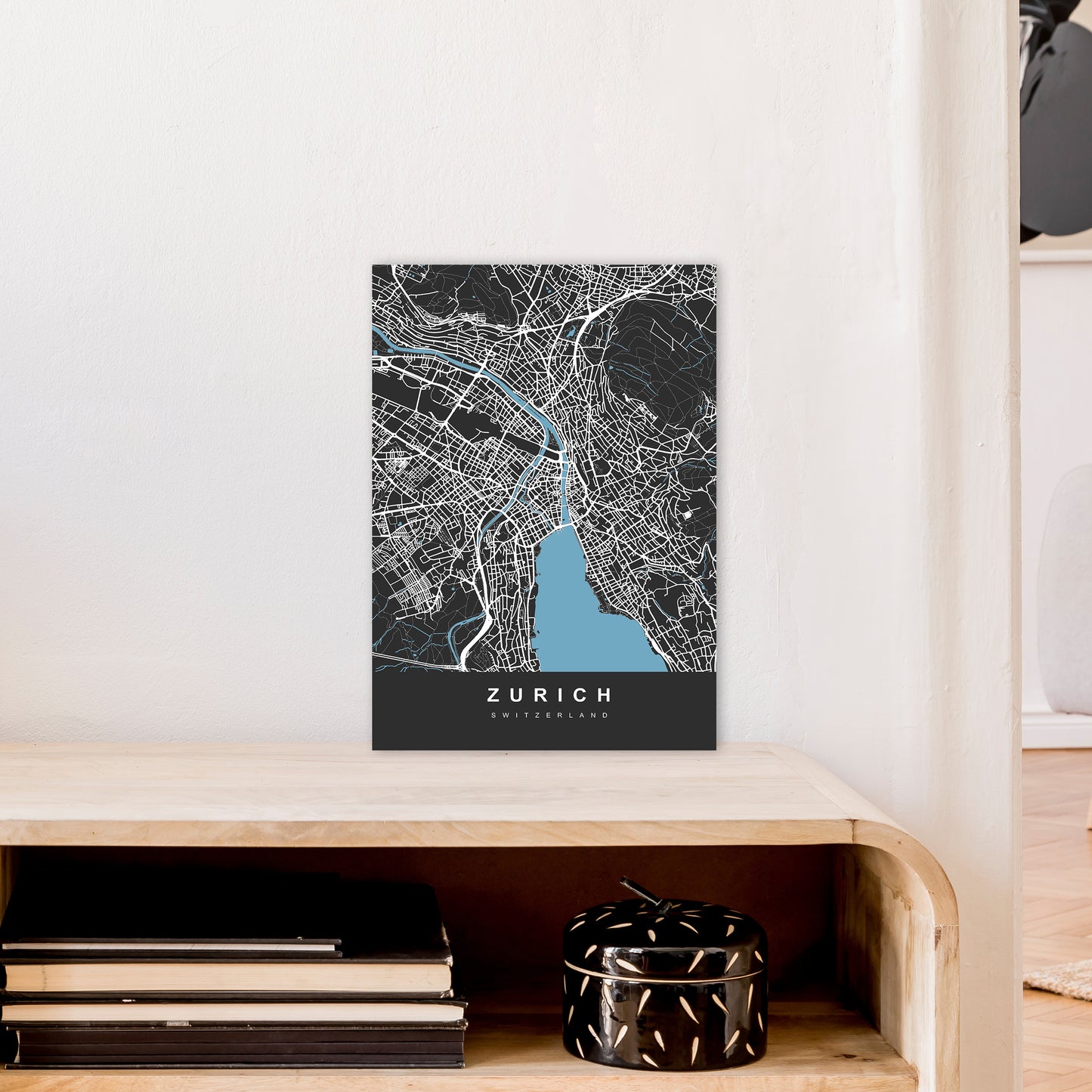 Zurich Art Print by UrbanMaps A3 Black Frame