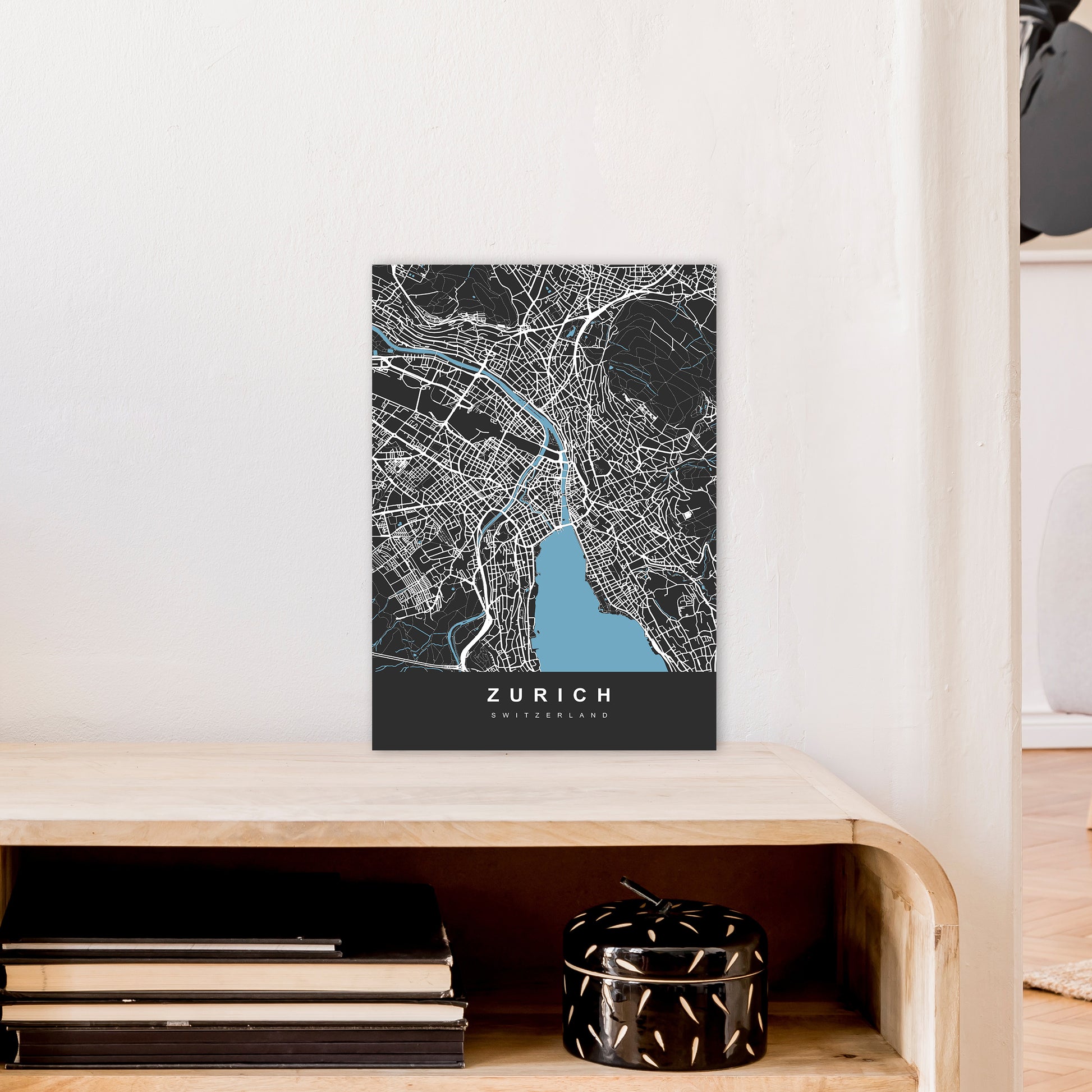 Zurich Art Print by UrbanMaps A3 Black Frame