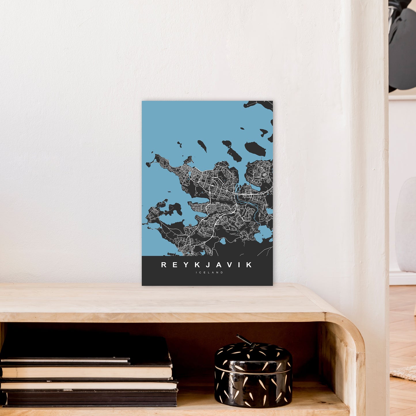 Reykjavik Art Print by UrbanMaps A3 Black Frame