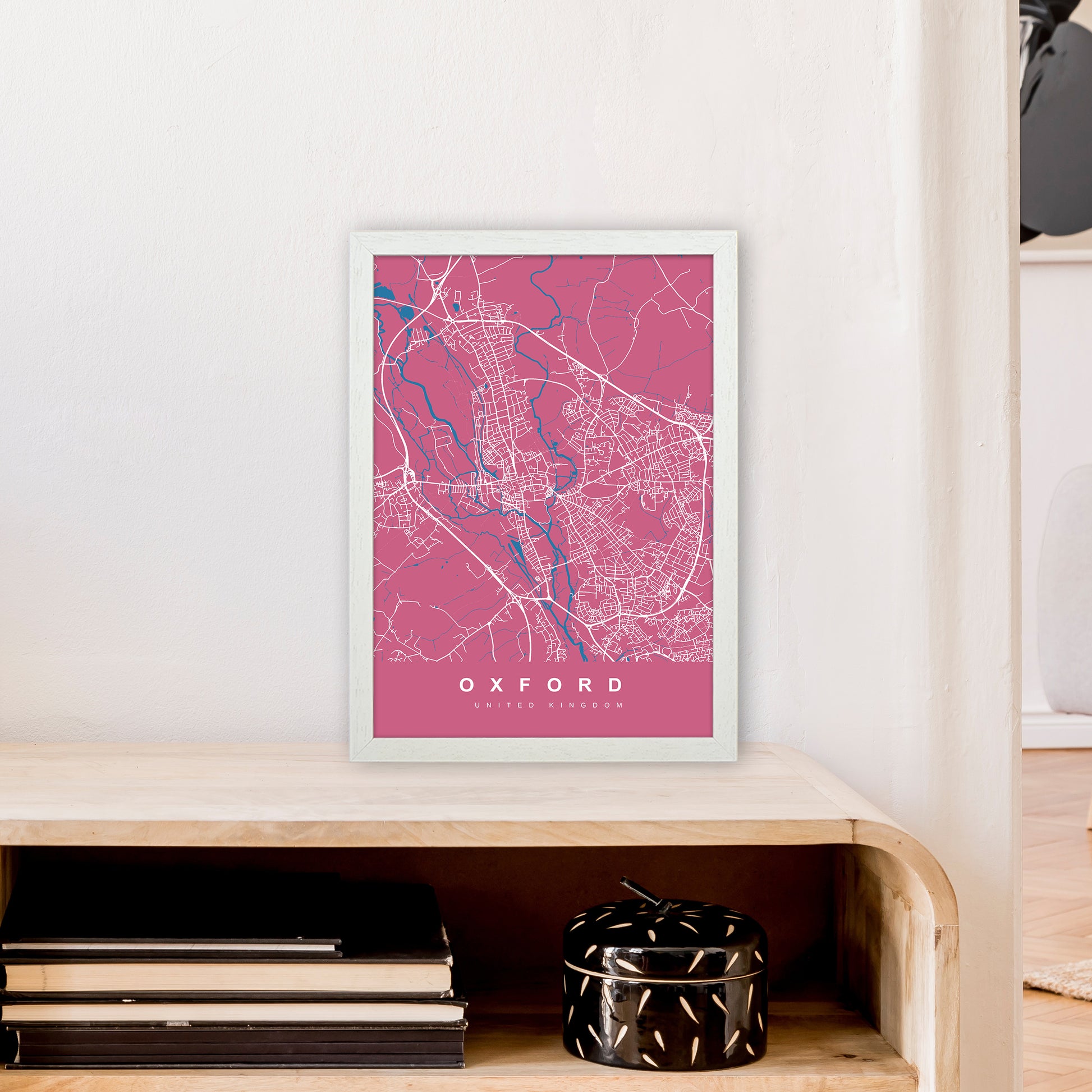 Oxford III Art Print by UrbanMaps A3 Oak Frame