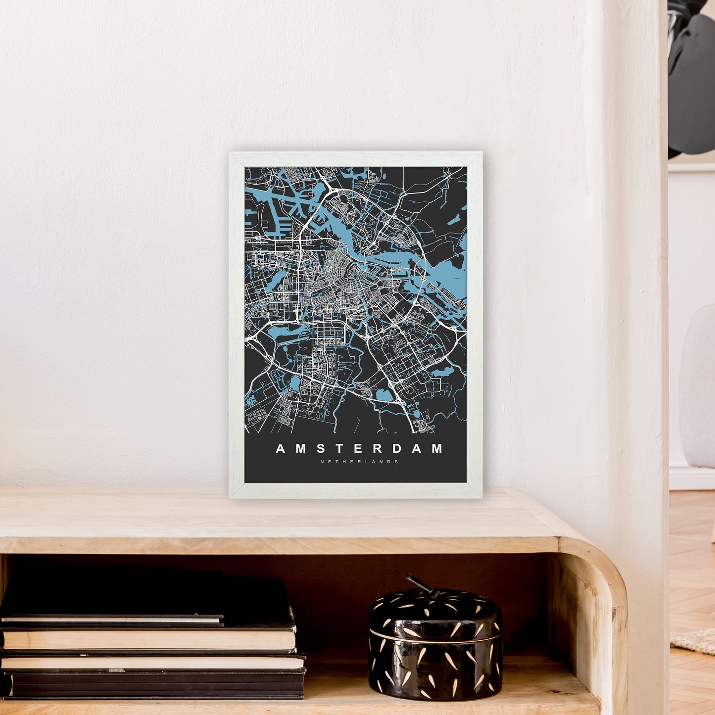 Amsterdam II Art Print by UrbanMaps A3 Oak Frame