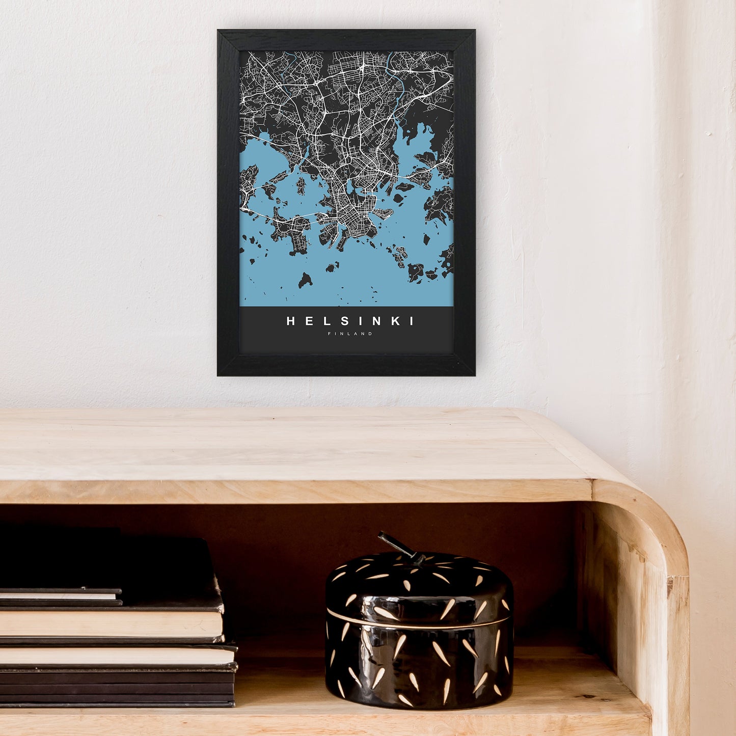Helsinki Art Print by UrbanMaps A4 White Frame