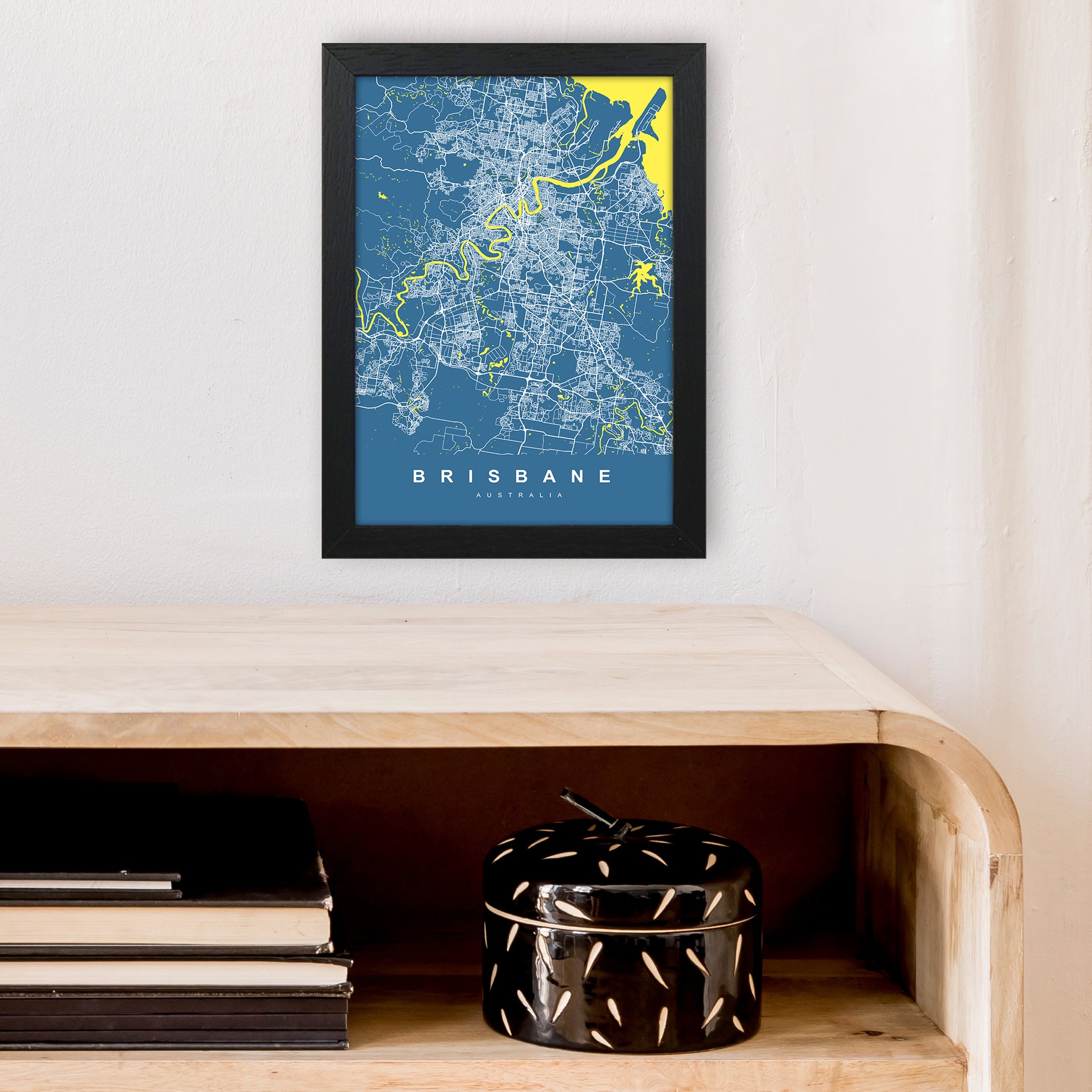 Brisbane I Art Print by UrbanMaps A4 White Frame