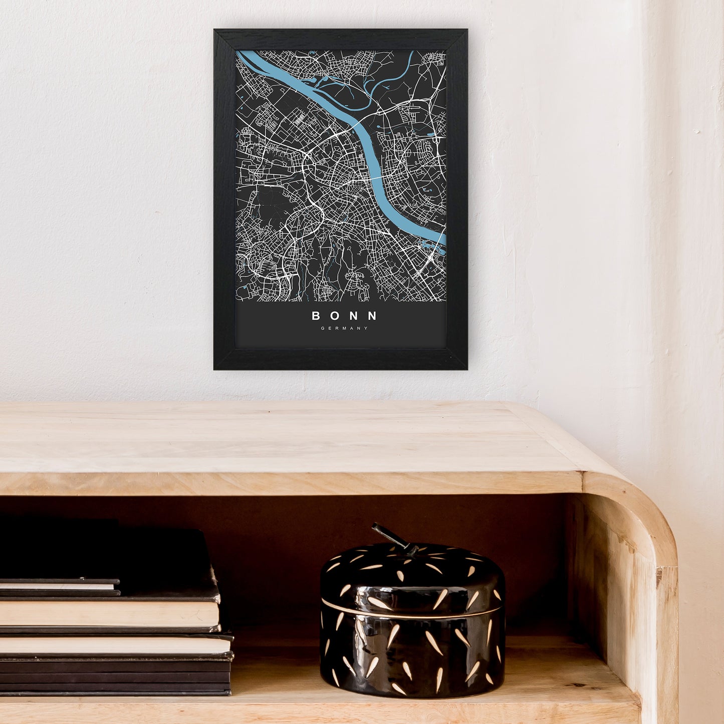 Bonn Art Print by UrbanMaps A4 White Frame