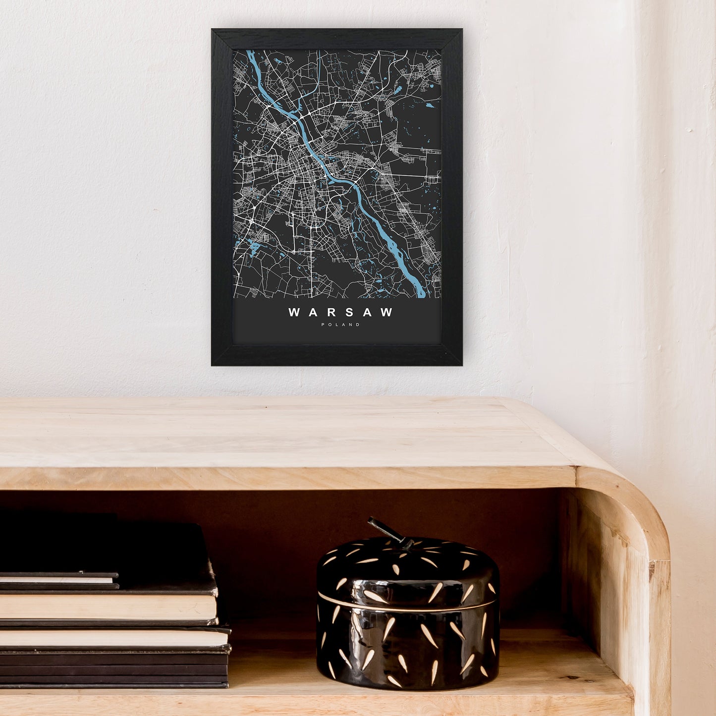 Warsaw Art Print by UrbanMaps A4 White Frame
