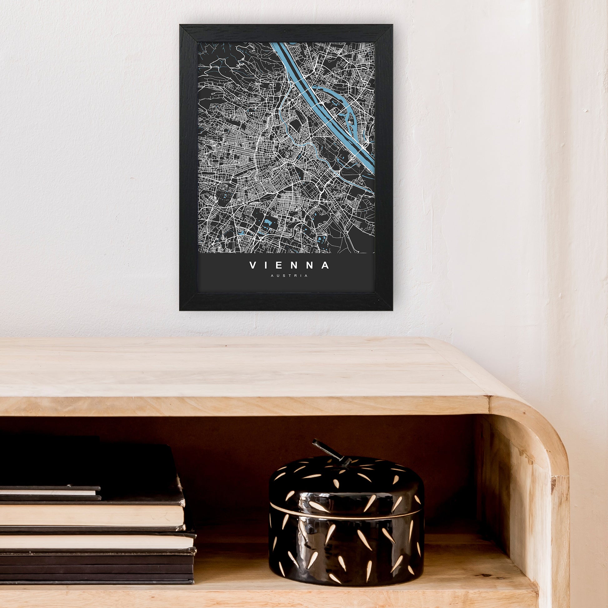 Vienna Art Print by UrbanMaps A4 White Frame