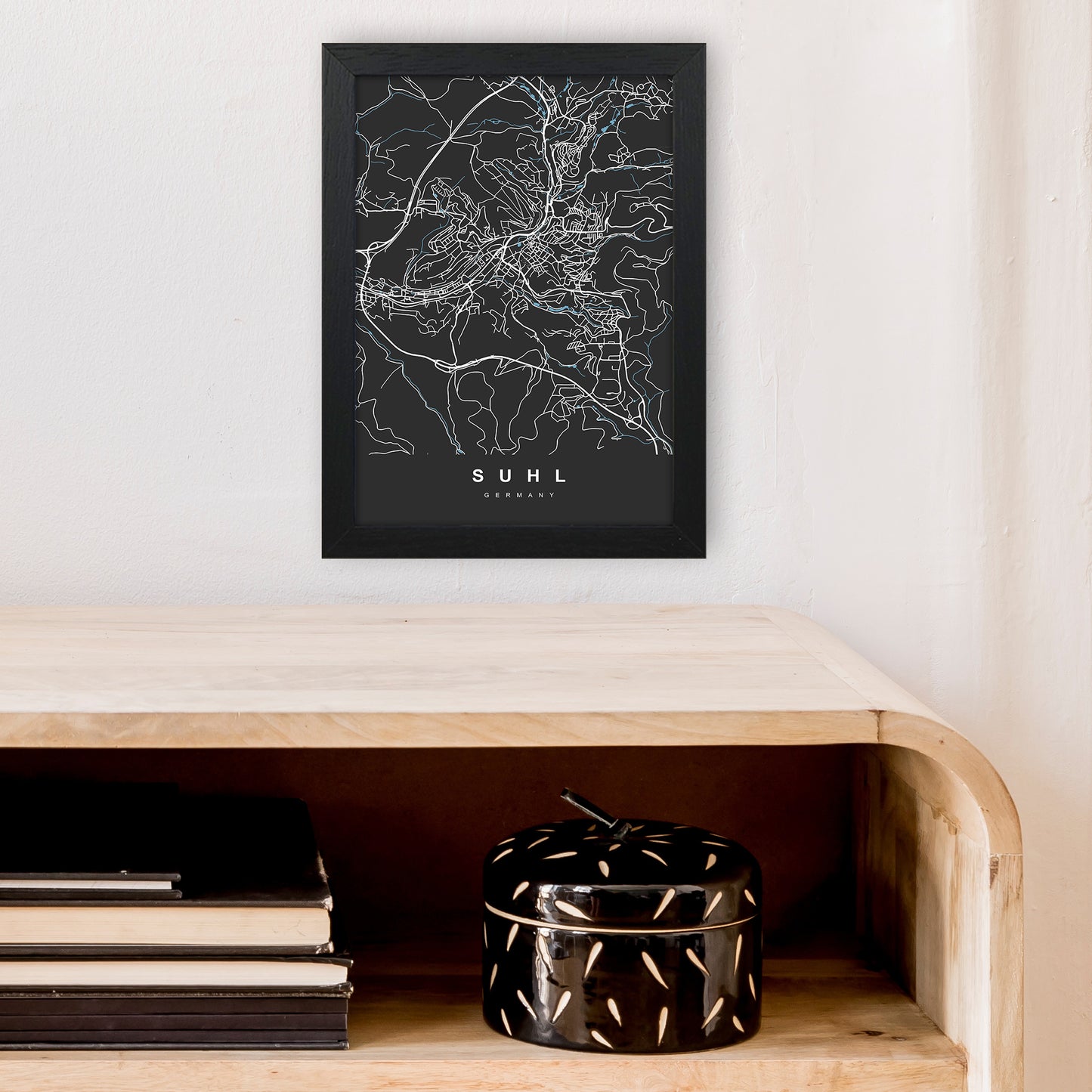 Suhl Art Print by UrbanMaps A4 White Frame