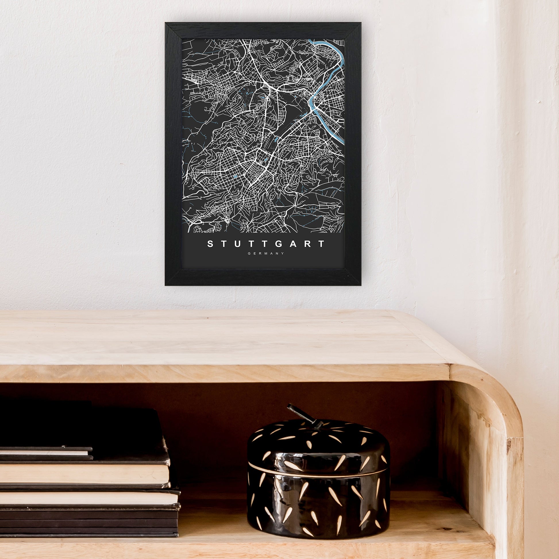 Stuttgart Art Print by UrbanMaps A4 White Frame