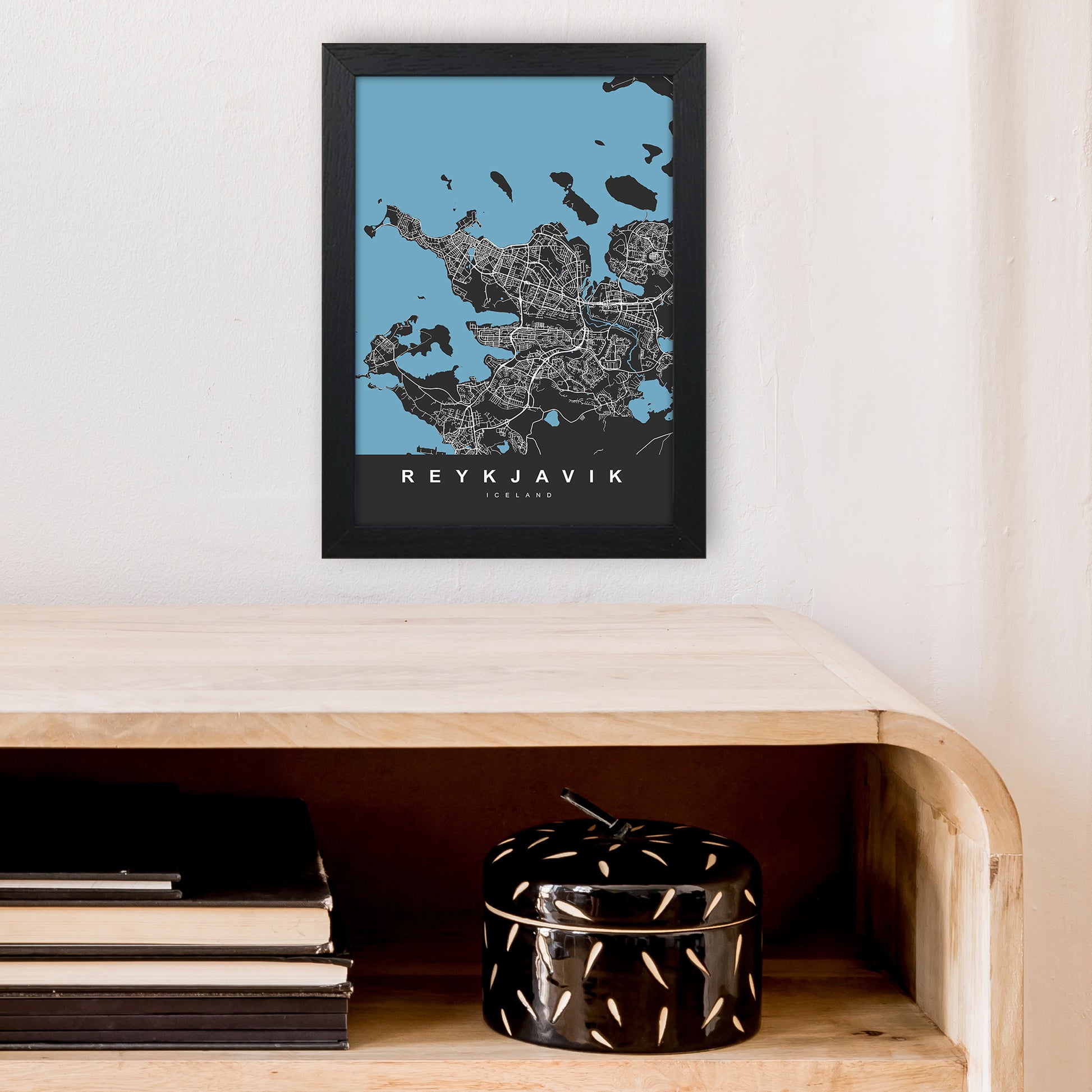 Reykjavik Art Print by UrbanMaps A4 White Frame