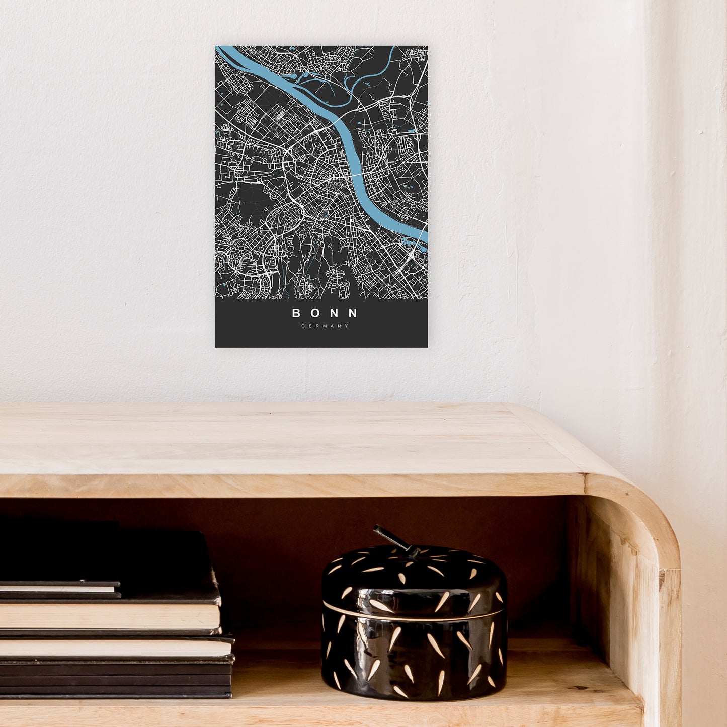 Bonn Art Print by UrbanMaps A4 Black Frame