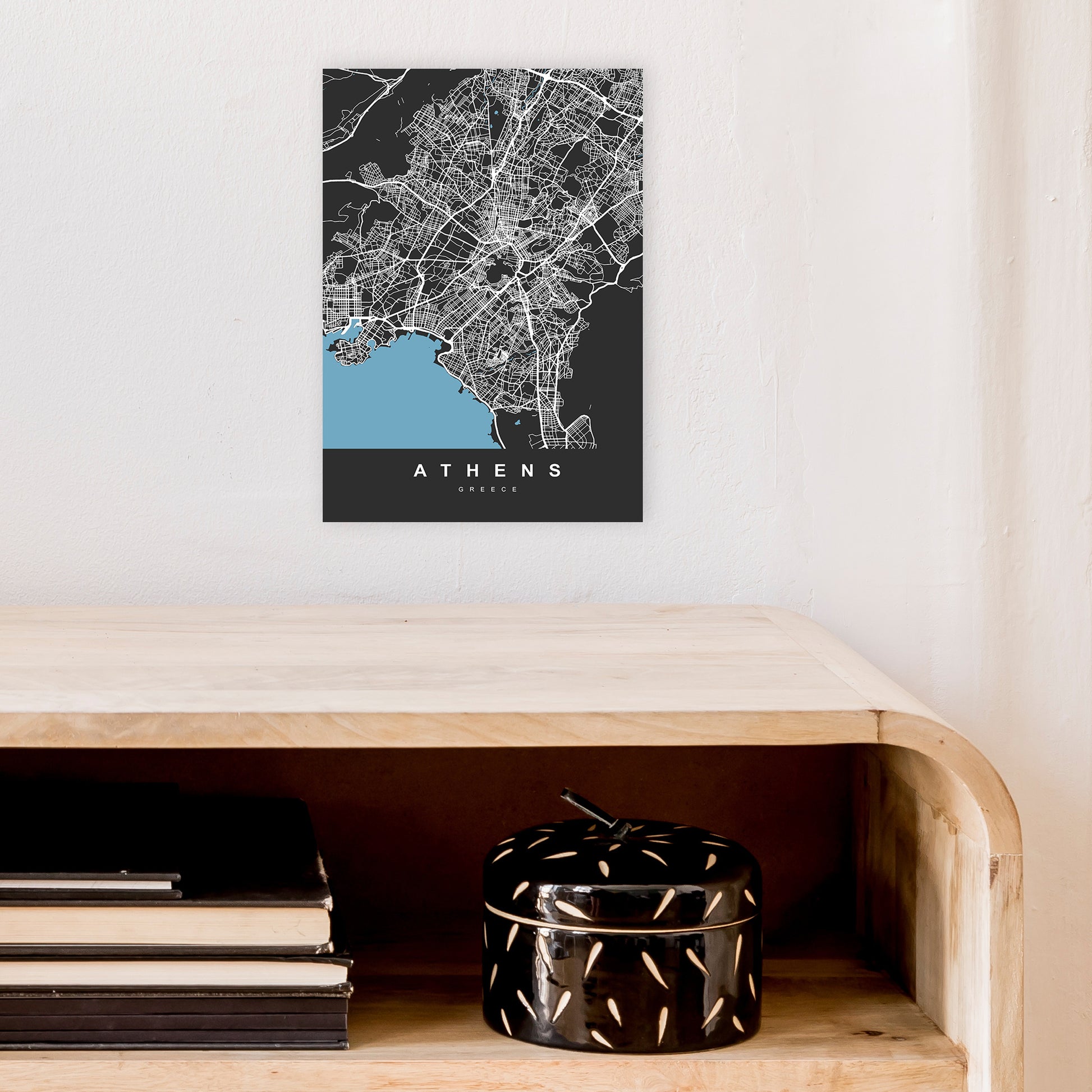 Athens Art Print by UrbanMaps A4 Black Frame