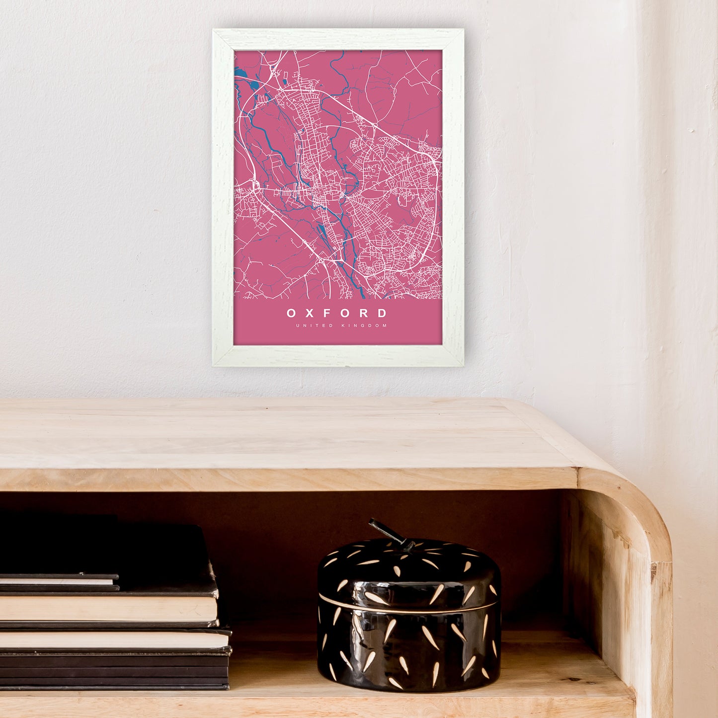 Oxford III Art Print by UrbanMaps A4 Oak Frame