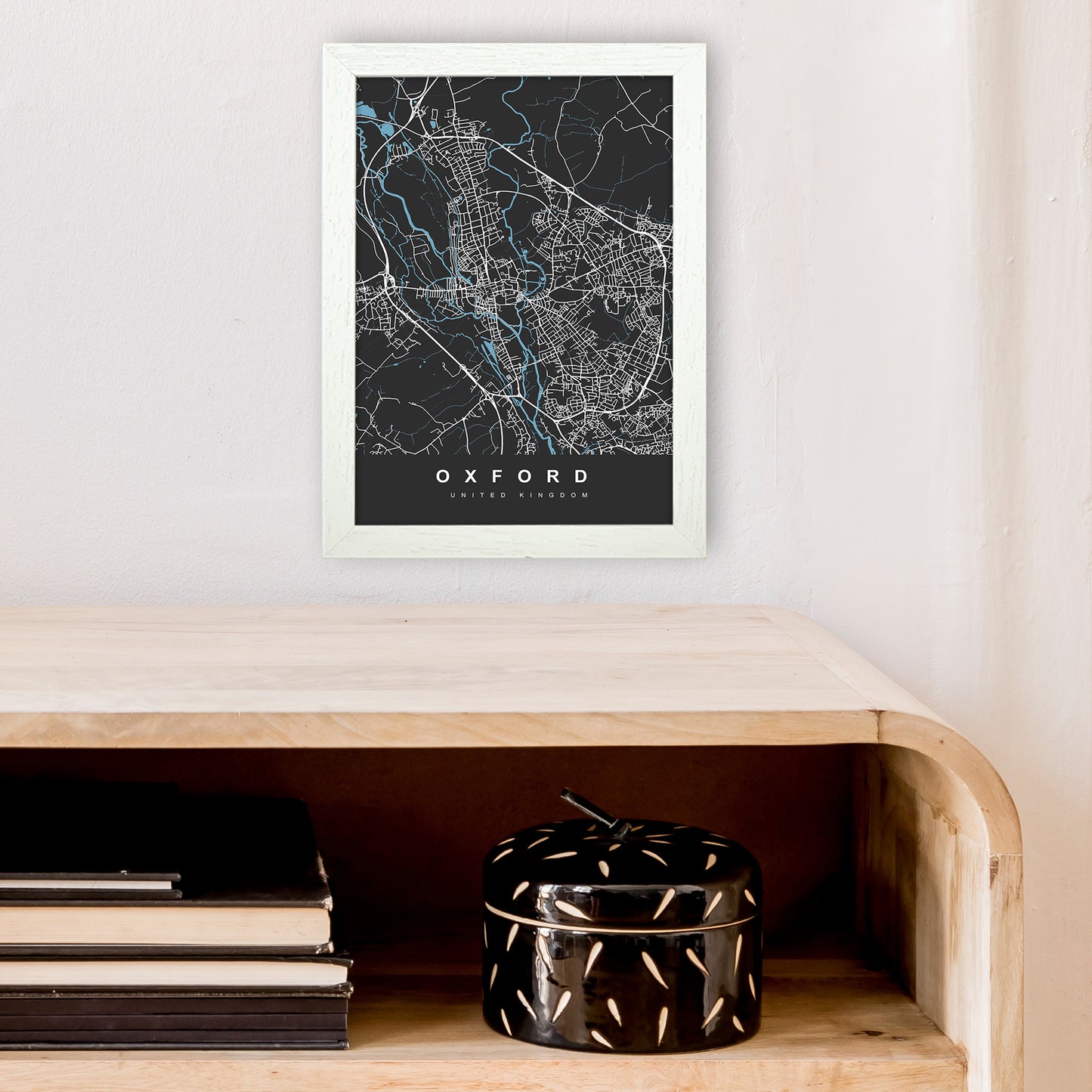 Oxford IV Art Print by UrbanMaps A4 Oak Frame