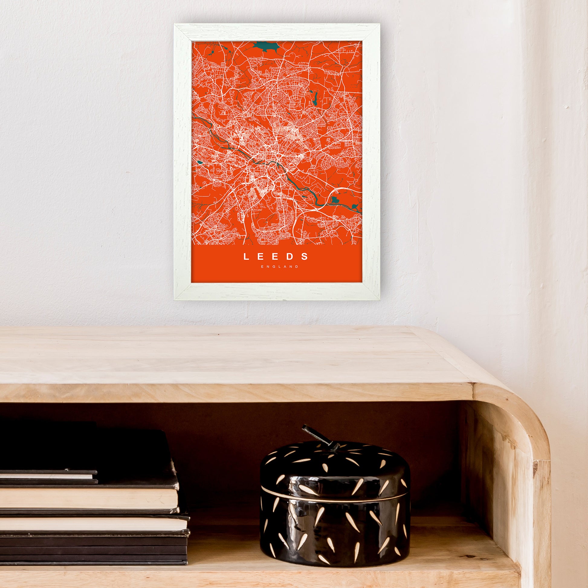 Leeds I Art Print by UrbanMaps A4 Oak Frame