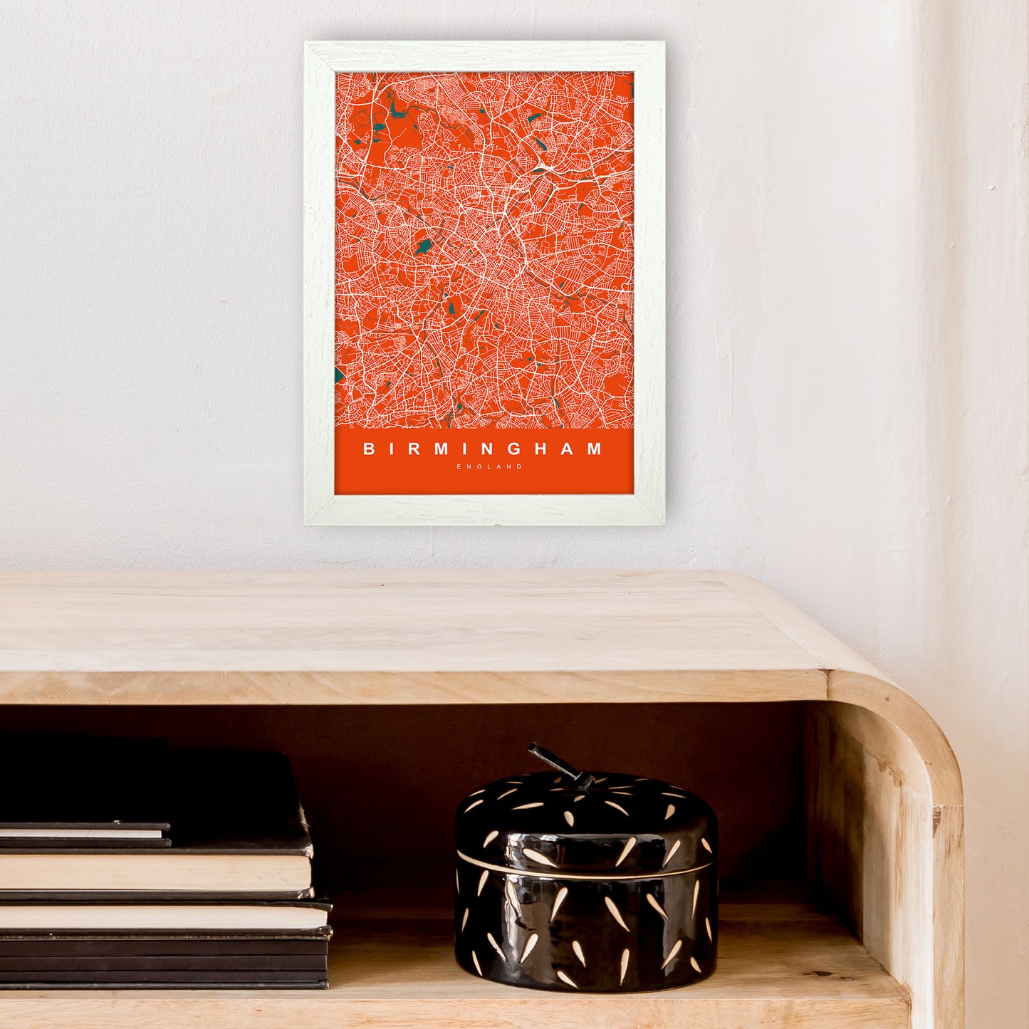 Birmingham I Art Print by UrbanMaps A4 Oak Frame