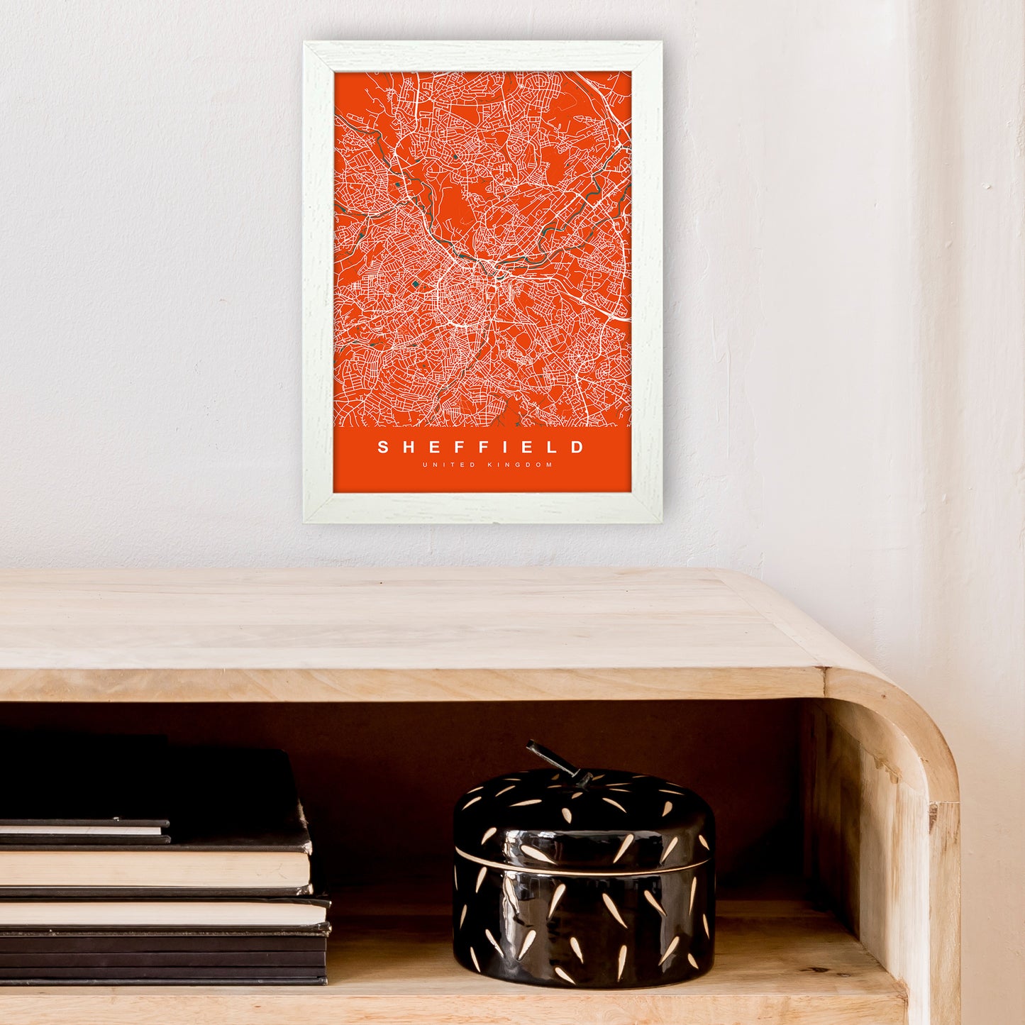 Sheffield I Art Print by UrbanMaps A4 Oak Frame