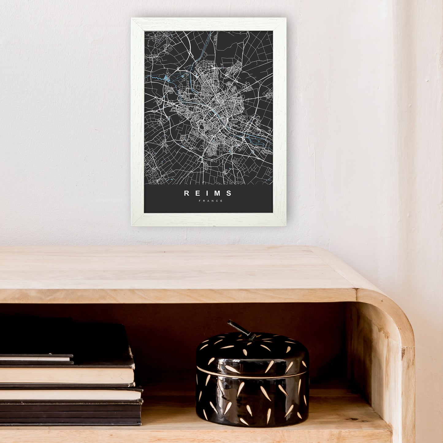 Reims Art Print by UrbanMaps A4 Oak Frame