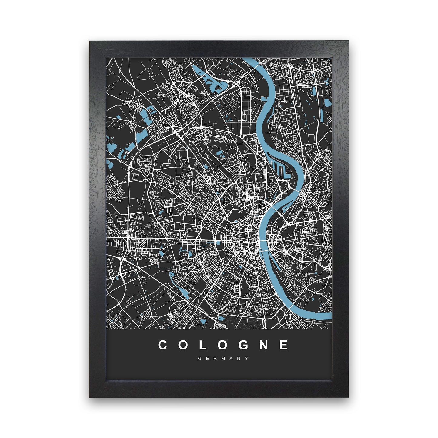 Cologne Art Print by UrbanMaps Black Grain