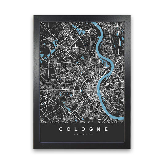 Cologne Art Print by UrbanMaps Black Grain