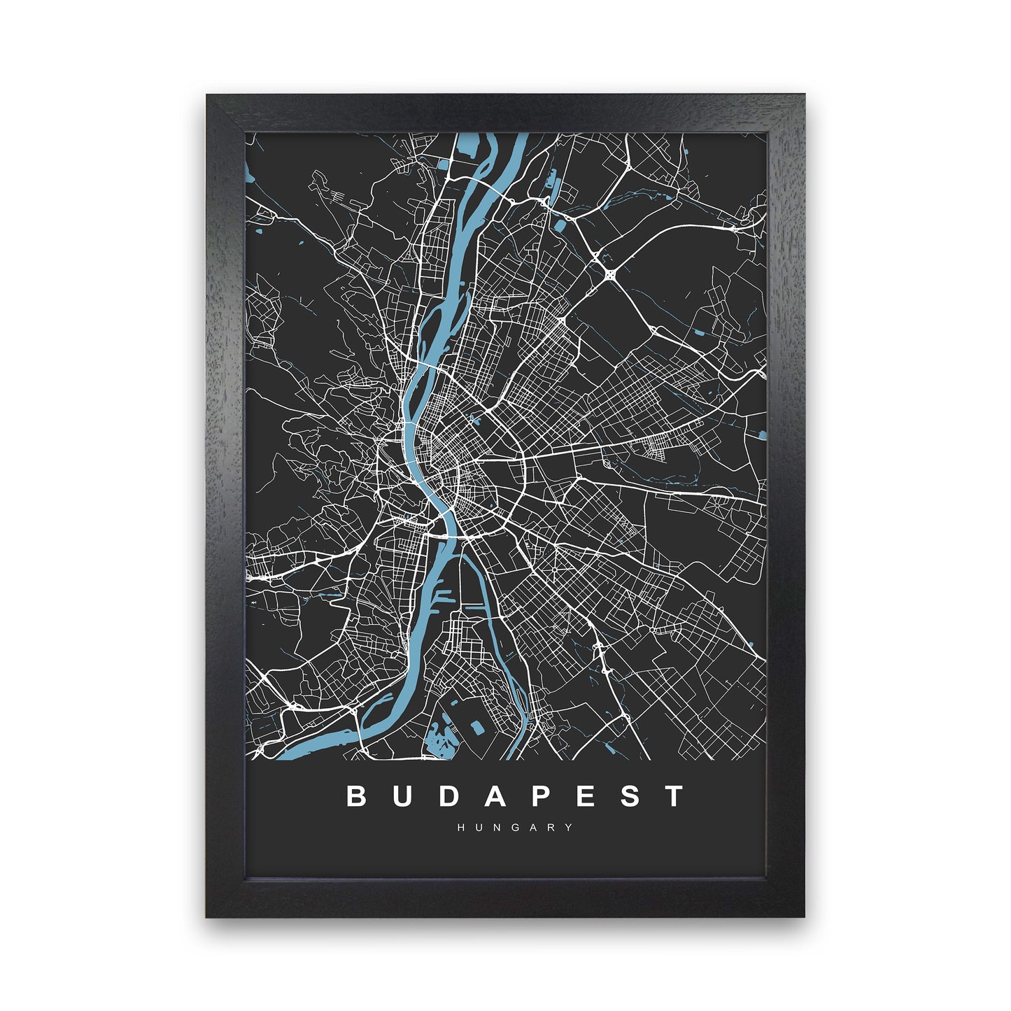 Budapest Art Print by UrbanMaps Black Grain