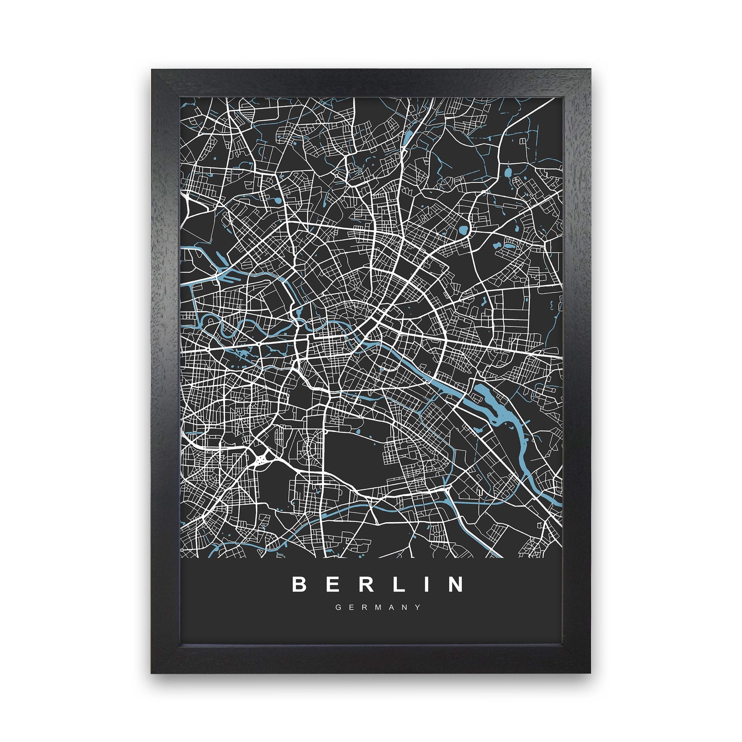 Berlin Art Print by UrbanMaps Black Grain