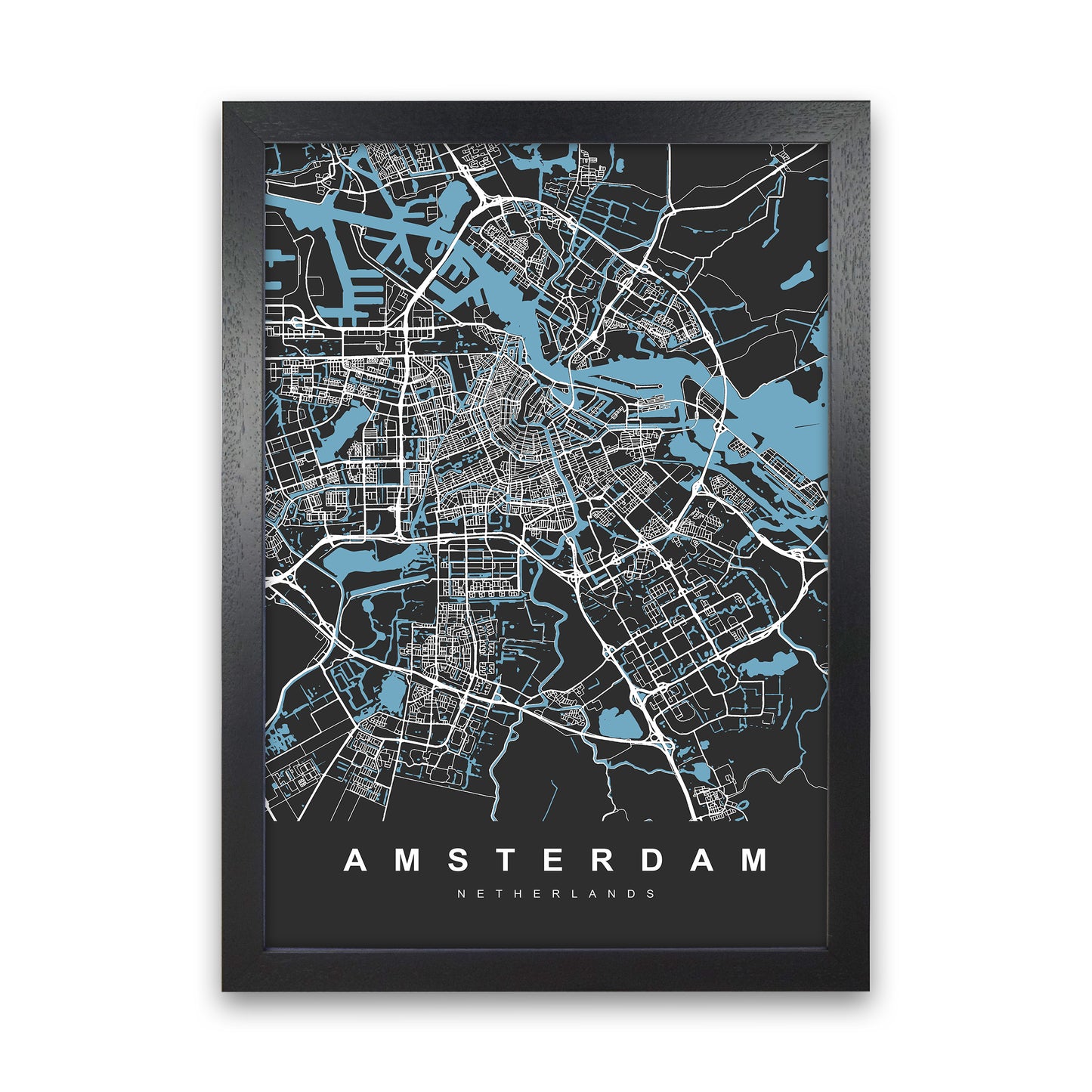 Amsterdam II Art Print by UrbanMaps Black Grain
