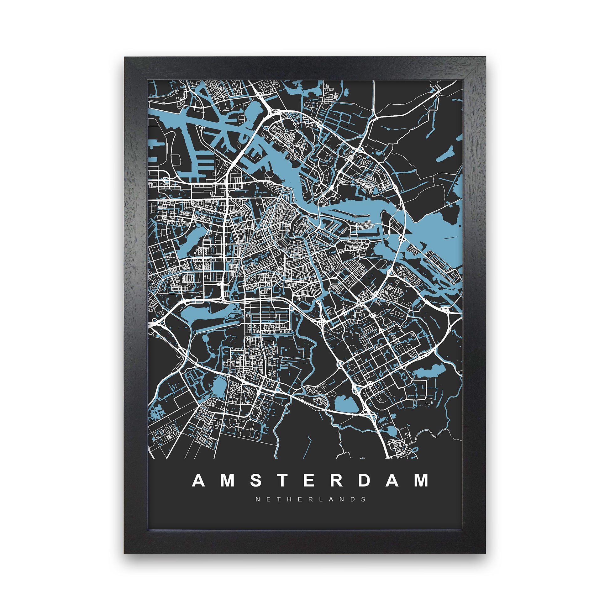 Amsterdam II Art Print by UrbanMaps Black Grain