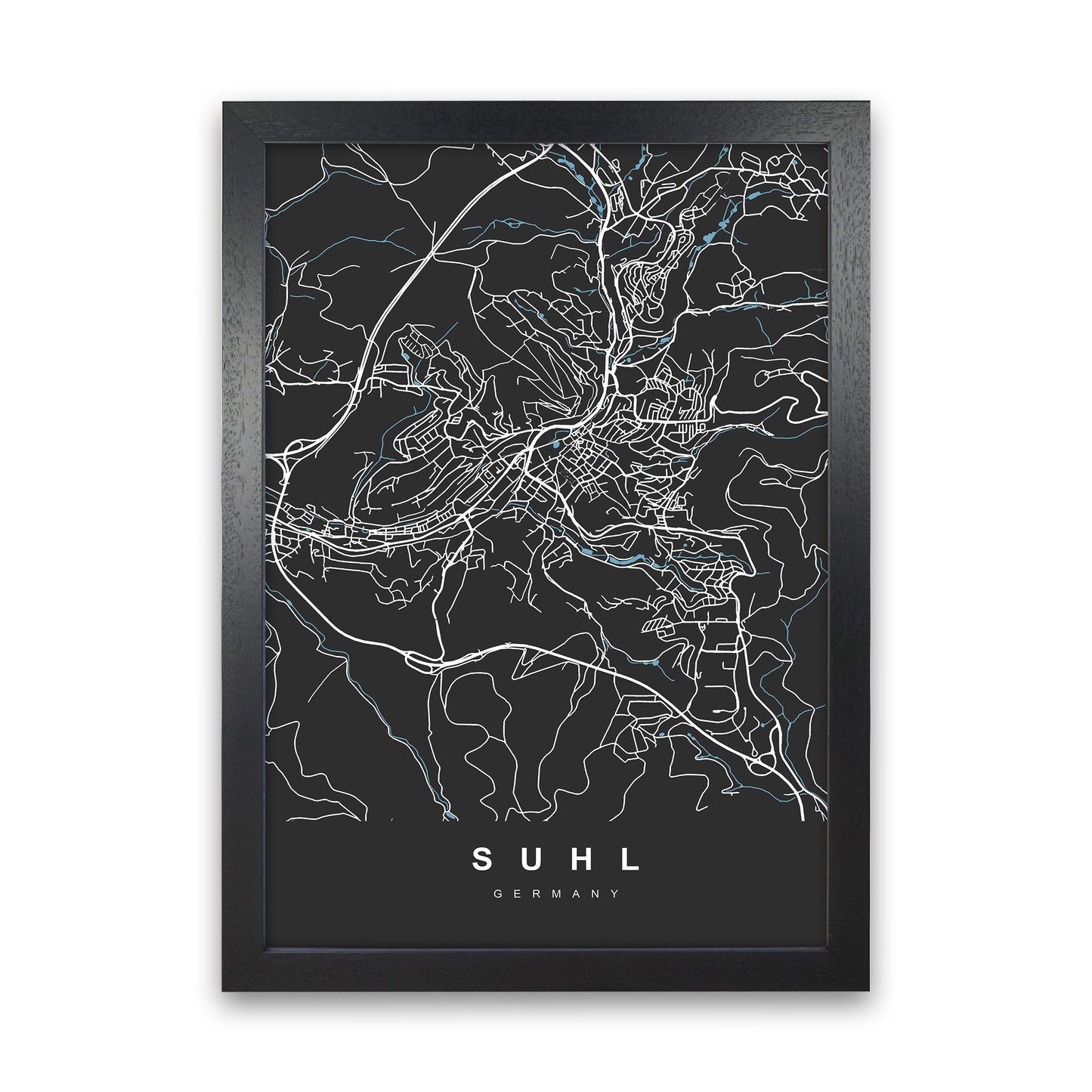 Suhl Art Print by UrbanMaps Black Grain