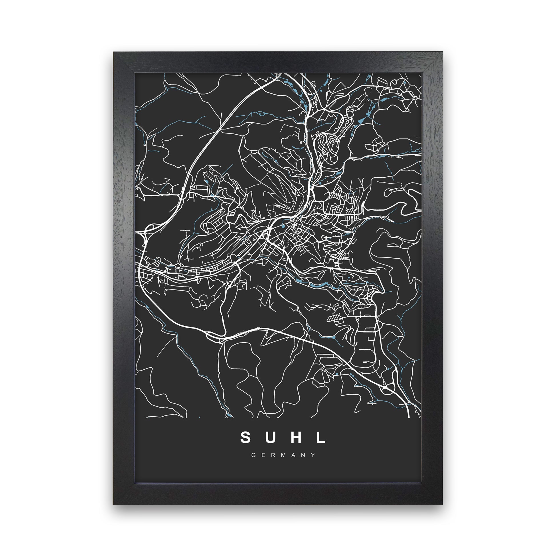 Suhl Art Print by UrbanMaps Black Grain