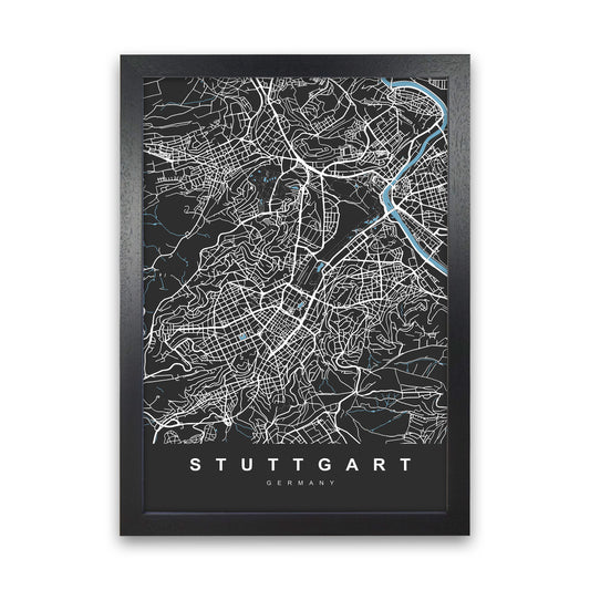 Stuttgart Art Print by UrbanMaps Black Grain