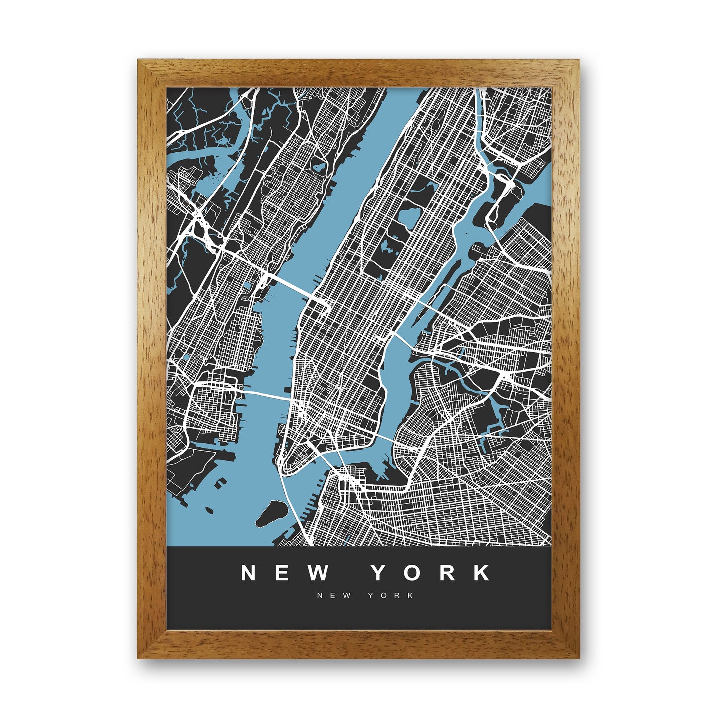 New York II Art Print by UrbanMaps Oak Grain