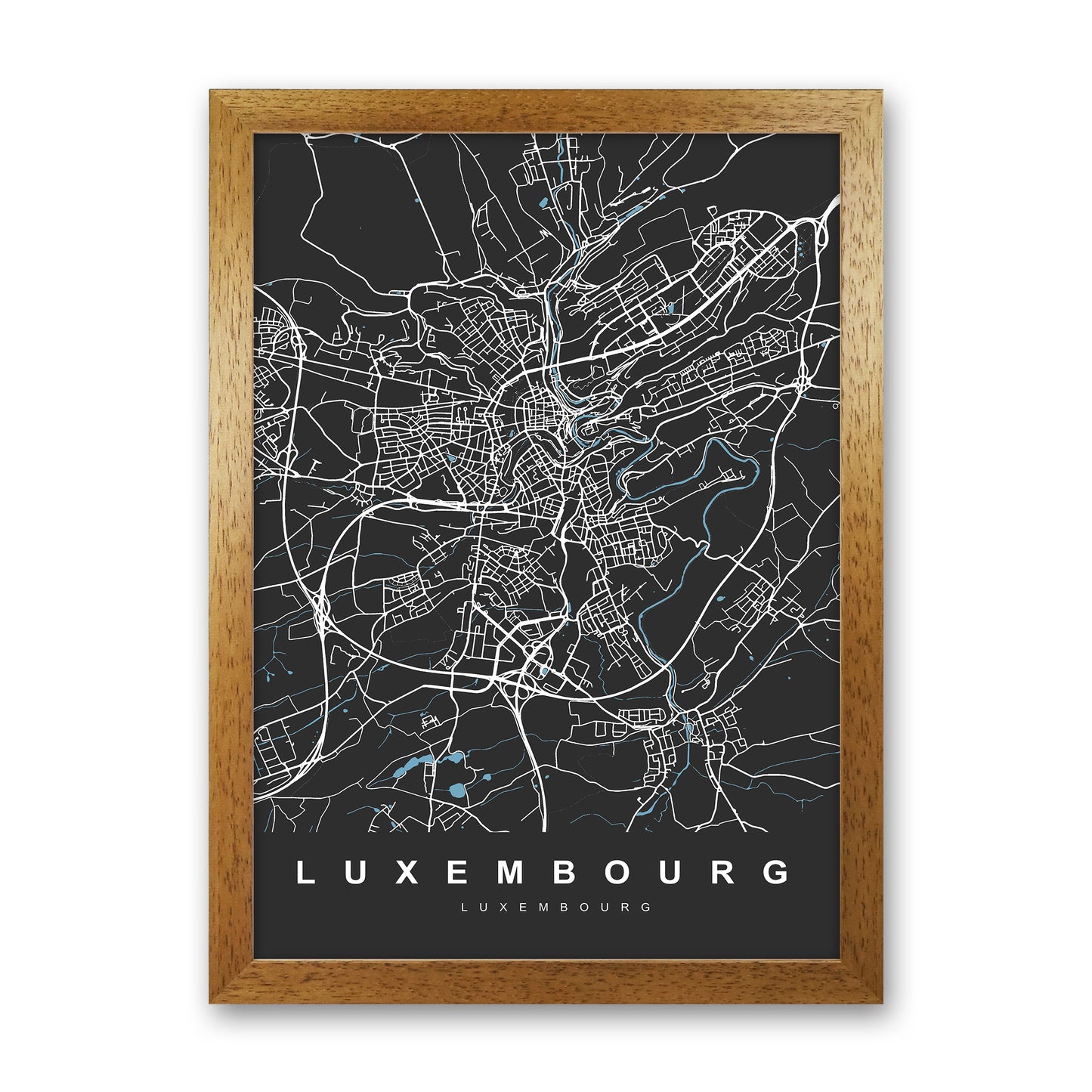 Luxembourg Art Print by UrbanMaps Oak Grain