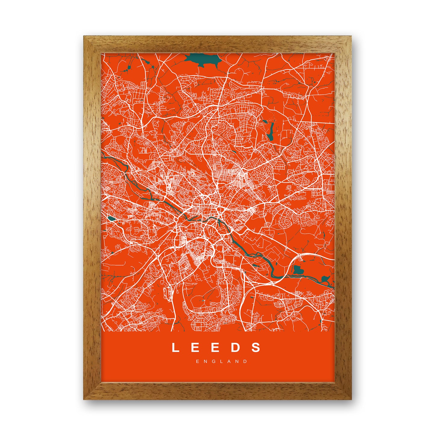Leeds I Art Print by UrbanMaps Oak Grain