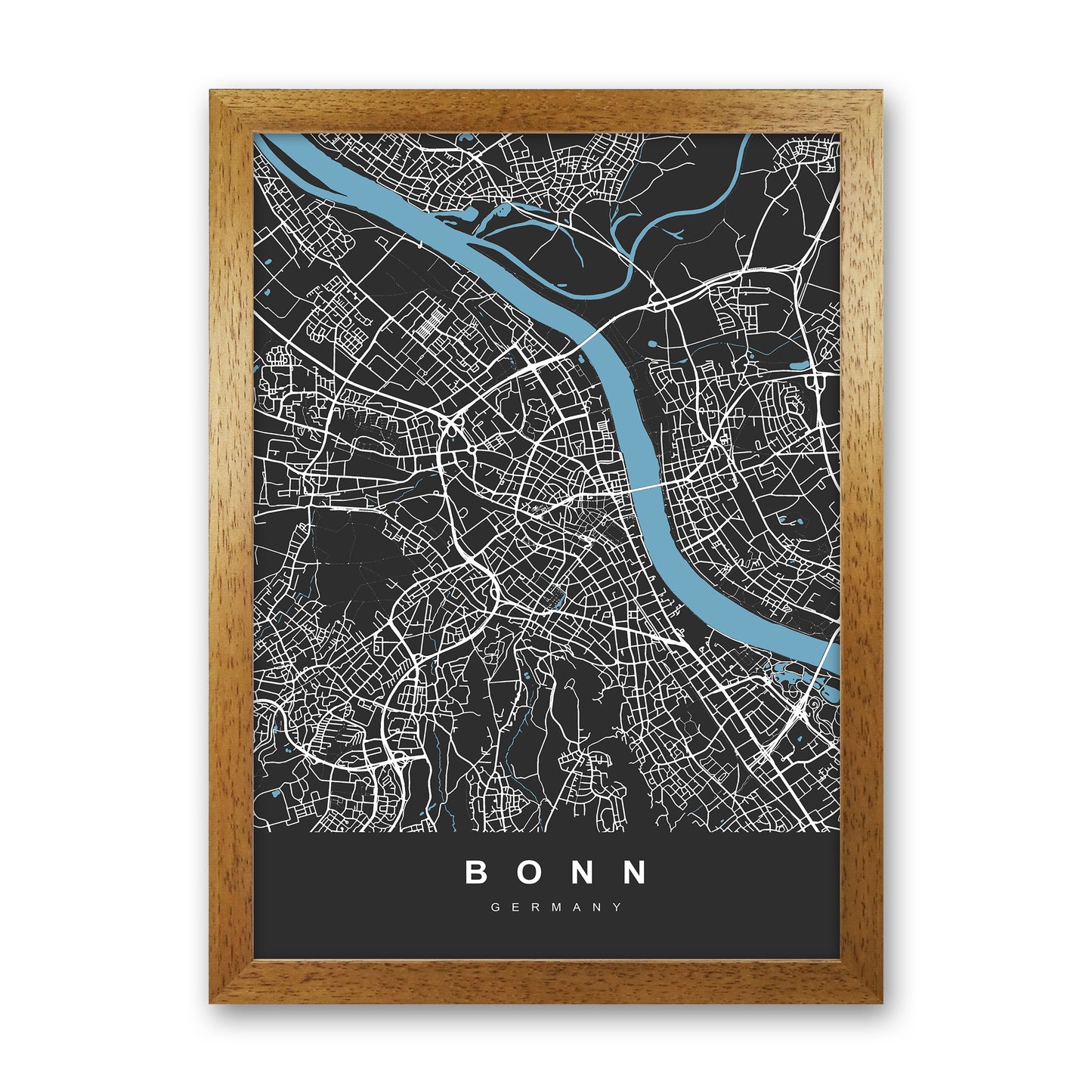 Bonn Art Print by UrbanMaps Oak Grain