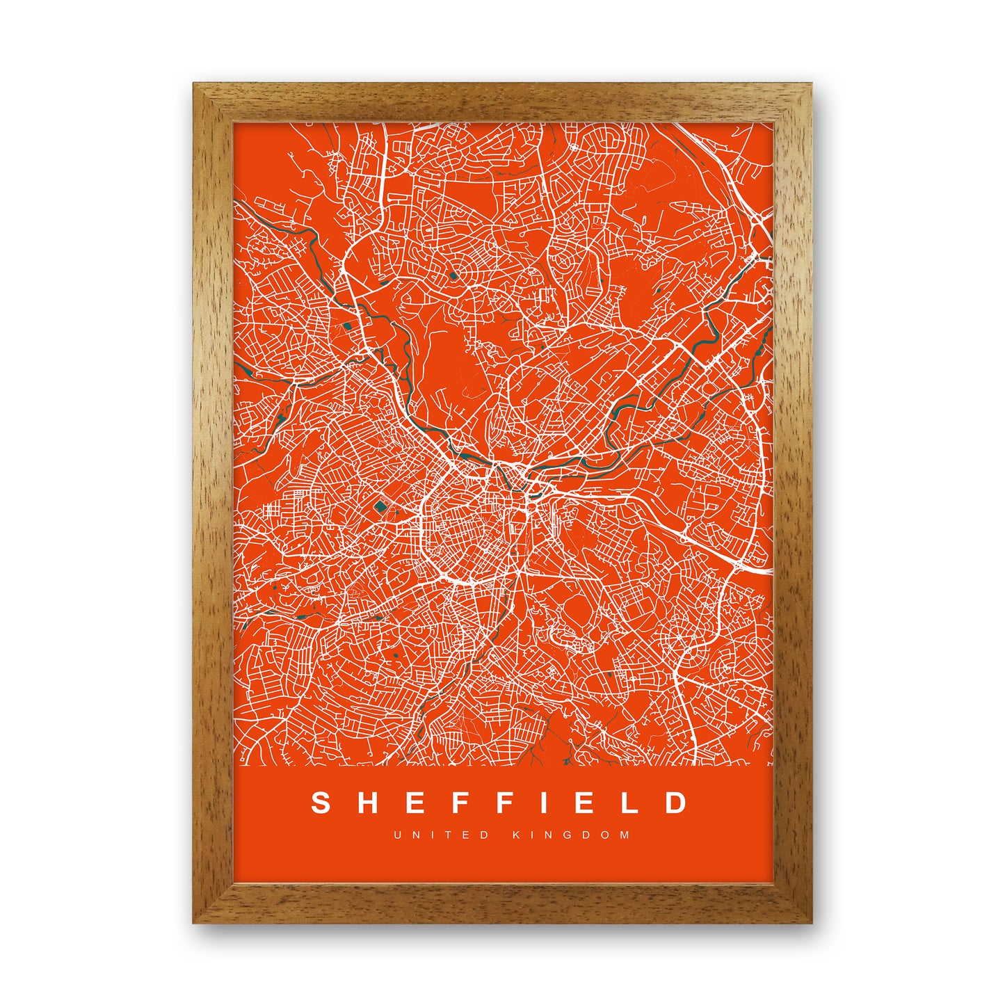 Sheffield I Art Print by UrbanMaps Oak Grain